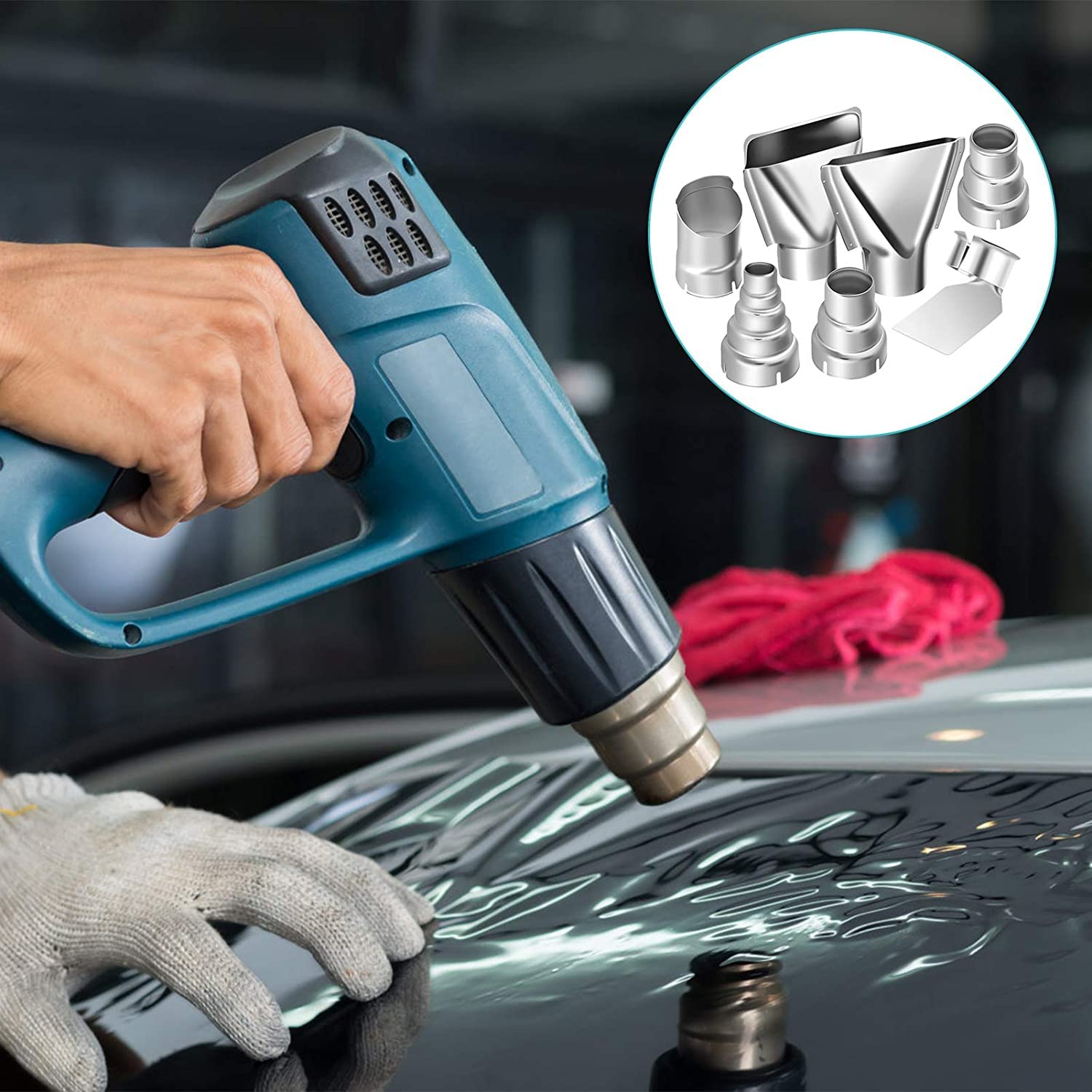 7-Piece 35-40mm Stainless Steel Heat Gun Nozzle Kit - Universal Heat Resistant Nozzles for Hot Air Soldering Station, Welding, Shrink Wrapping & DIY Repairs