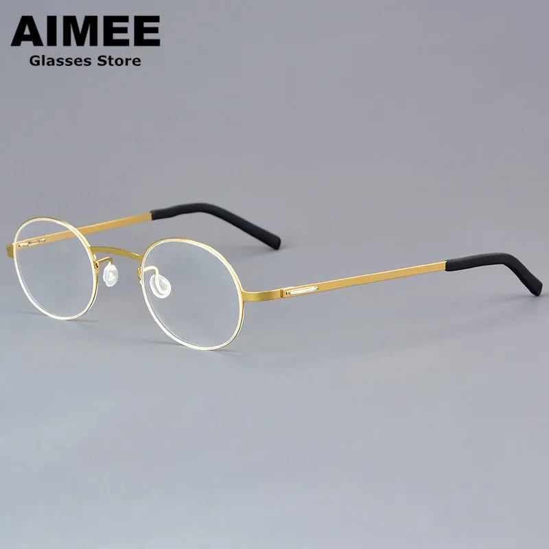 Aimee Women's Full Rim Oval Round Screwless Titanium Eyeglasses Frame - Lightweight & Durable for Work, Reading & Fashion