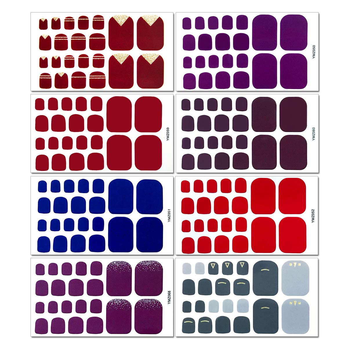 JERCLITY 20 Sheets Solid Color Self-Adhesive Nail Polish Strips - Full Nail Wraps for Women, Toe Nail Stickers with Nail File - Perfect for Nail Art, Home Manicures & Pedicures, Parties & Special Occasions