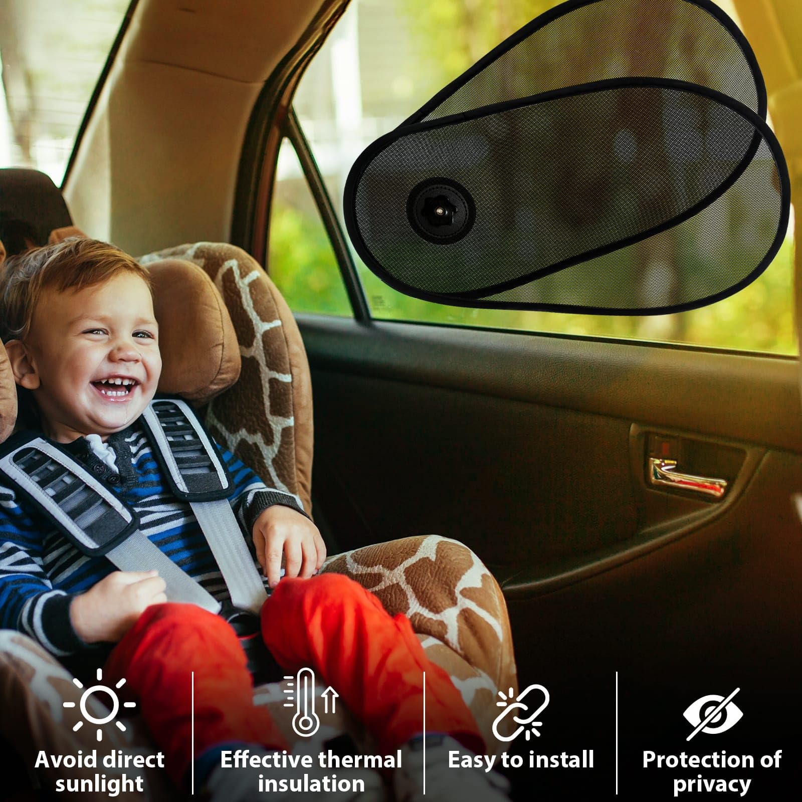 2 Pack Adjustable Car Window Shades - Rotatable Sun Shade for Baby & Driver Protection, UV Blocking Car Windshield Visor | Perfect for Summer Travel, Road Trips & Child Safety