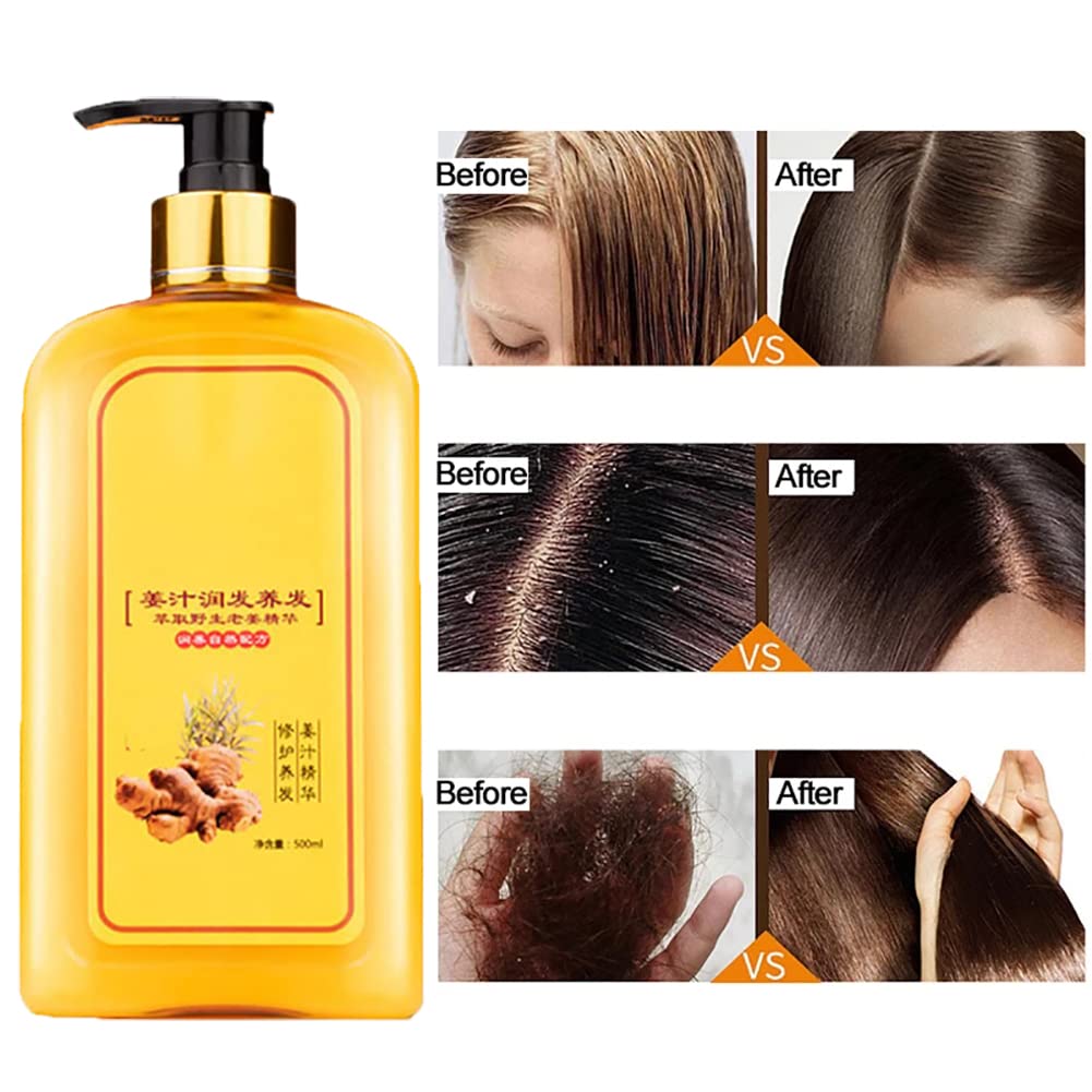 Ginaday Ginger Hair Growth Shampoo for Thinning Hair & Hair Loss - 280ml/500ml Natural Ginger Extract Shampoo for Men & Women - Stimulates Hair Follicles & Promotes Regrowth - Perfect for Daily Hair Care Routine & Scalp Health Maintenance