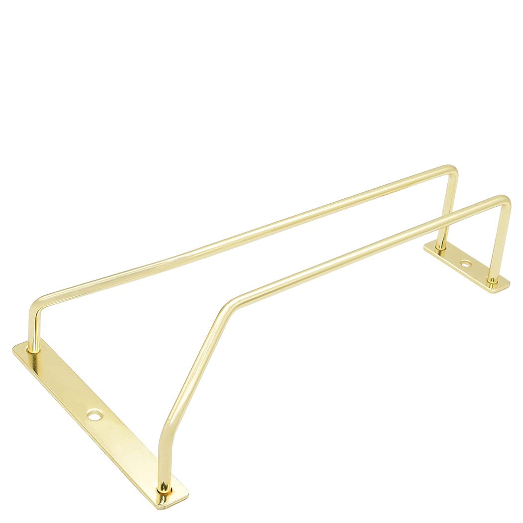 8.8-Inch Under Cabinet Wine Glass Holder - Stainless Steel Stemware Rack for Kitchen, Bar & Dining Room - Gold Hanging Wine Glass Organizer (Set of 3) - Perfect for Small Spaces & Entertaining Guests