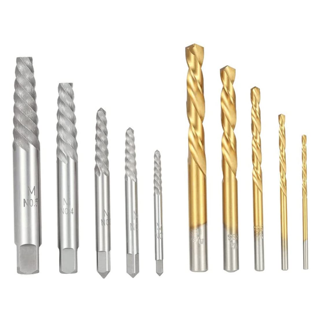 Left Hand Drill Bit Set - 10pcs Cobalt Screw Extractor with Titanium Nitride Coating for Metal, Wood & Plastic - Perfect for DIY, Home Repair & Automotive Projects