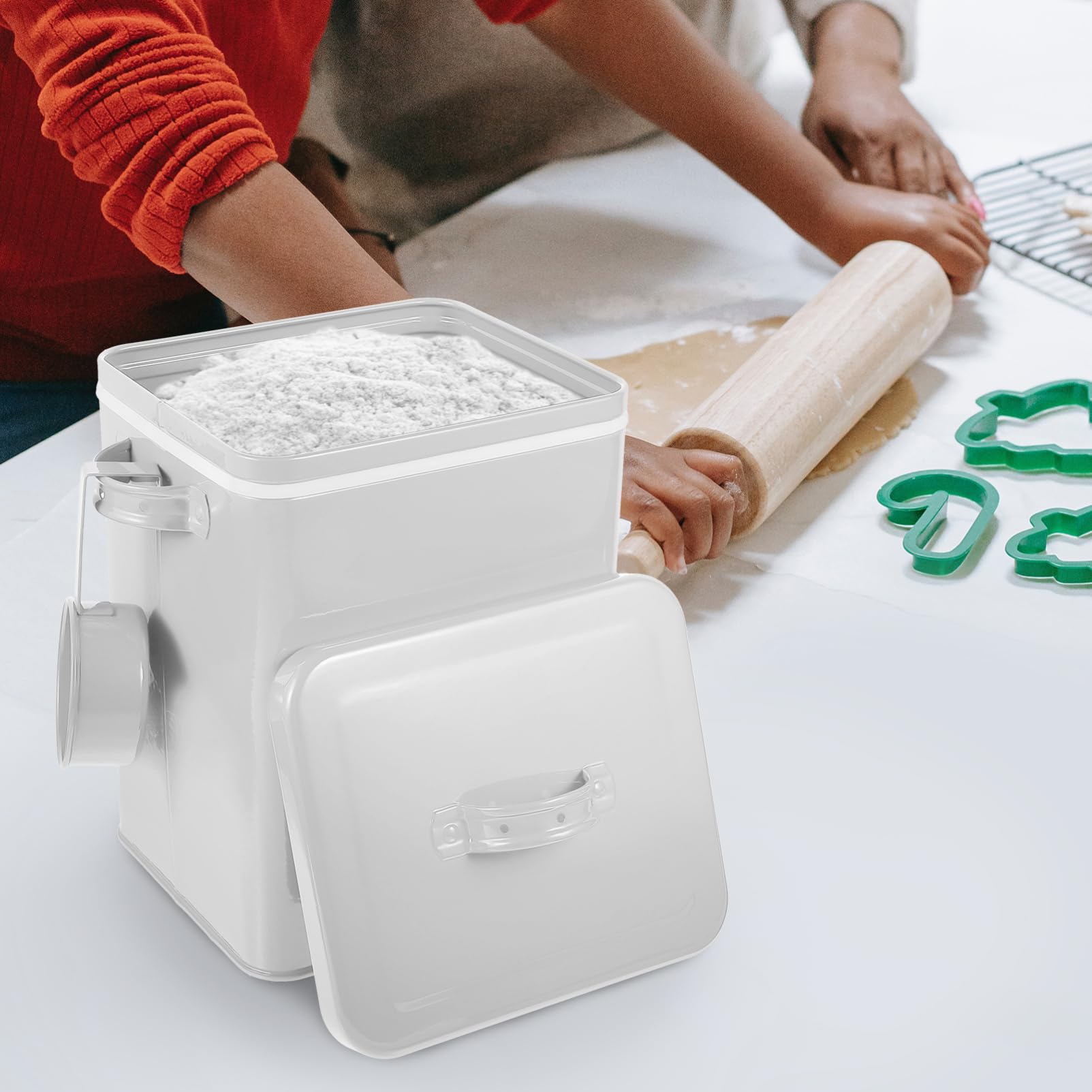 Airtight Food Storage Containers with Lids - 4 Pack White Kitchen Storage Bins for Rice, Flour, Sugar, Coffee & Dry Goods | Perfect for Pantry Organization & Bulk Food Storage
