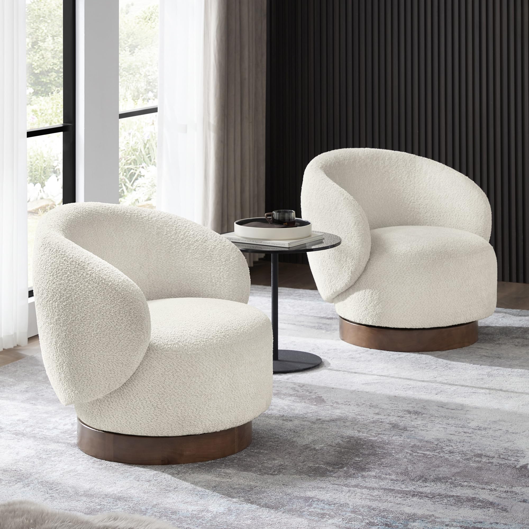 Swivel Accent Chair - 360° Rotating Round Barrel Armchair with Upholstered Performance Fabric, Modern Living Room Chair for Bedroom, Office, Reading Nook & Waiting Area (1 Piece, Cream) - Perfect for Small Spaces, Home Decor & Relaxation