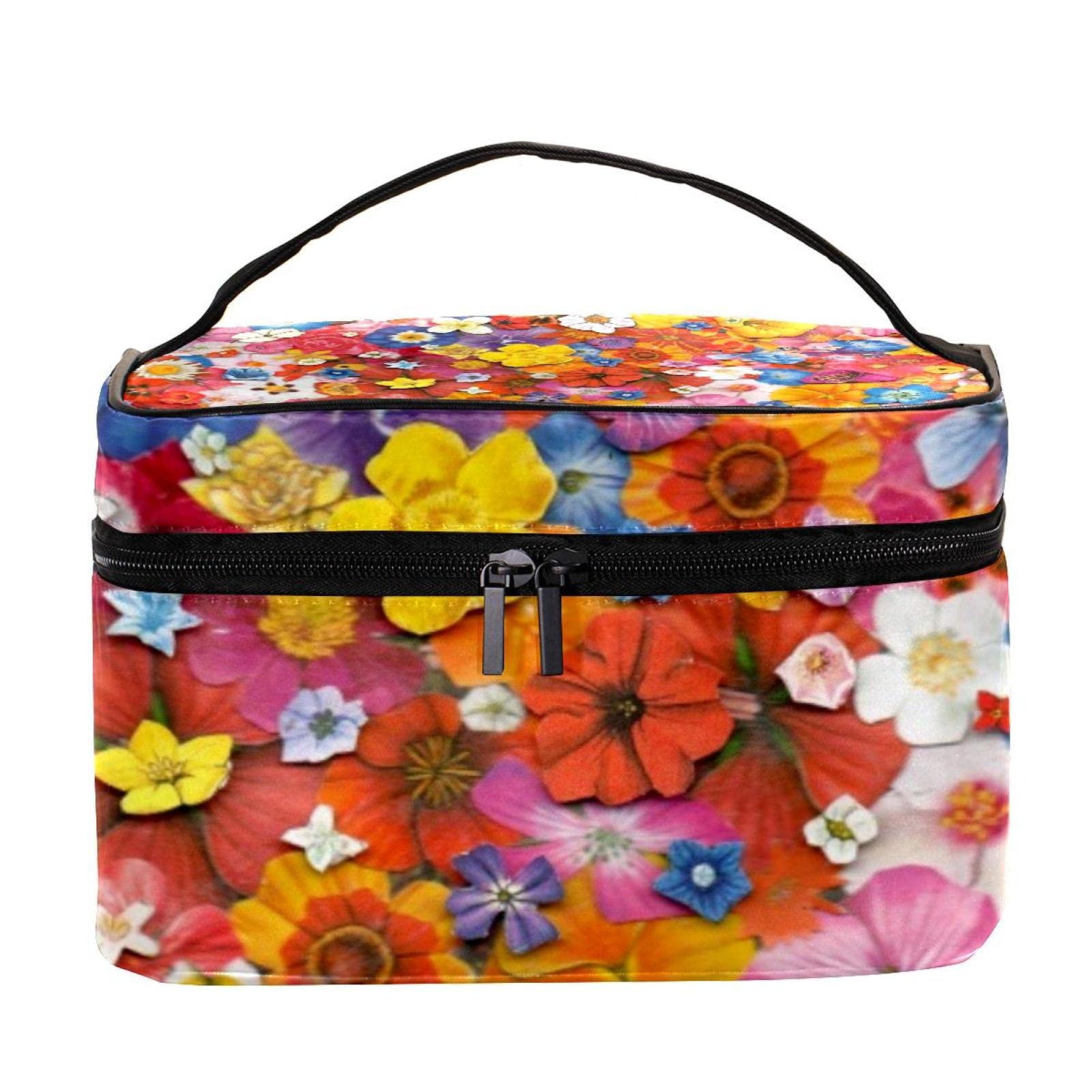 Floral Pattern Travel Makeup Bag - Large Cosmetic Organizer with Zipper for Women & Girls | Perfect for Vacation, Gym, and Daily Essentials Storage