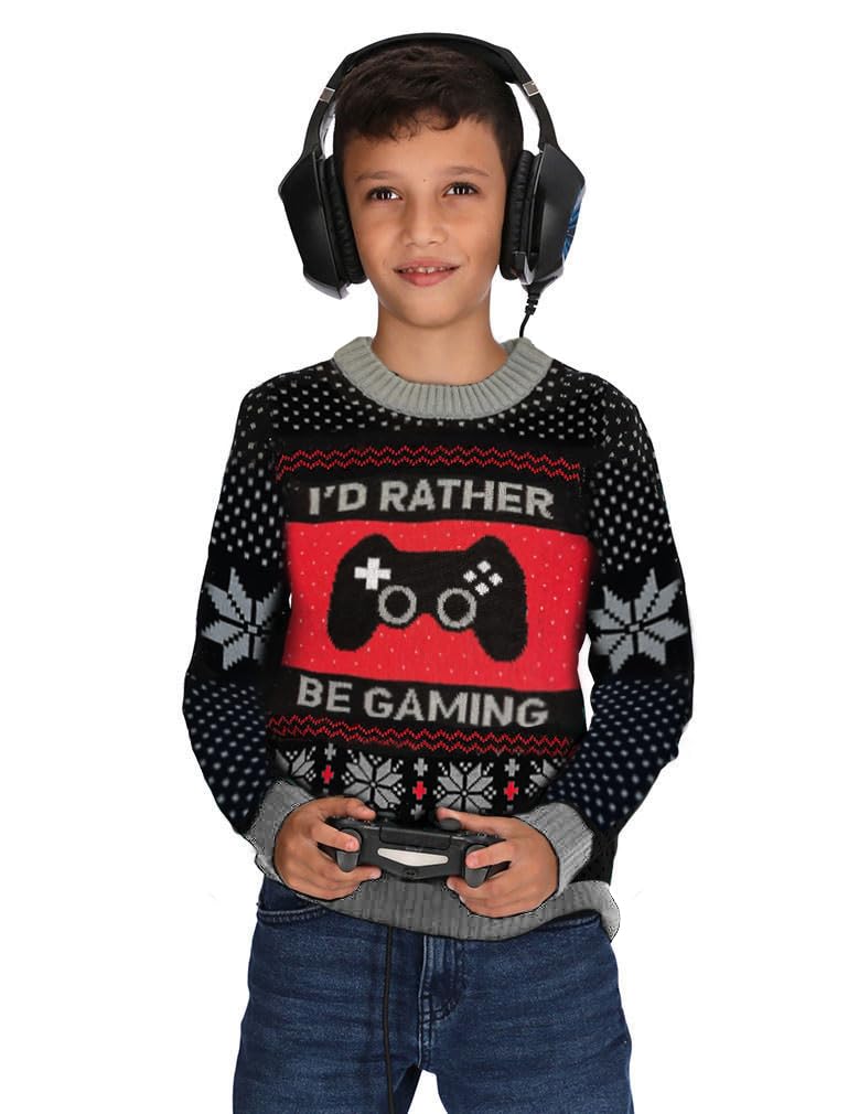 Funny Gamer Ugly Christmas Sweater for Kids - Youth Holiday Sweatshirt with 'I Paused My Game to Be Here' Design | Perfect Christmas Gift for Young Gamers | Great for Gaming Parties, Christmas Celebrations & Family Photos