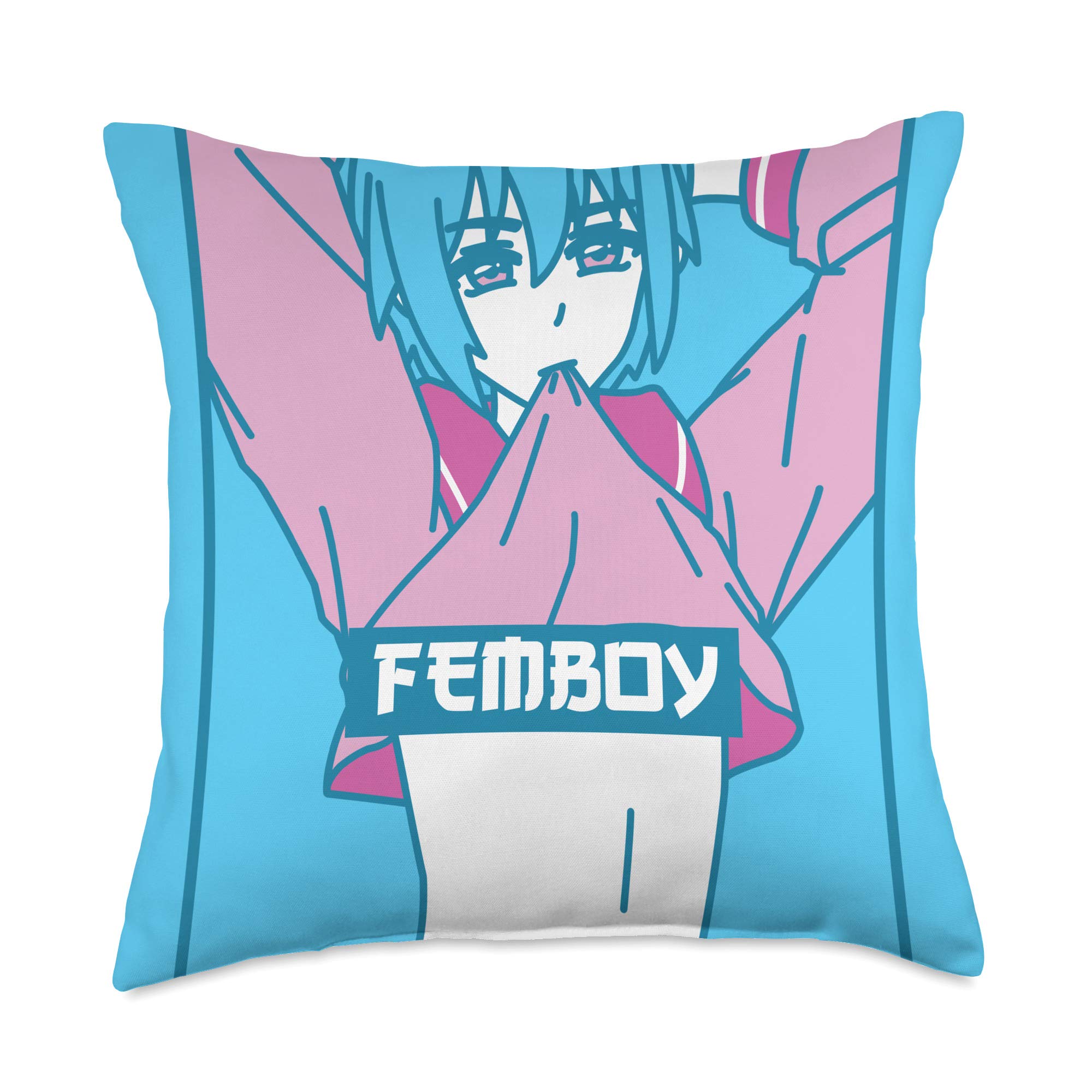 Pastel Aesthetic Anime Boy Crossdressing Throw Pillow - Soft Decorative Cushion for Bedroom, Living Room & Anime Lover Gifts