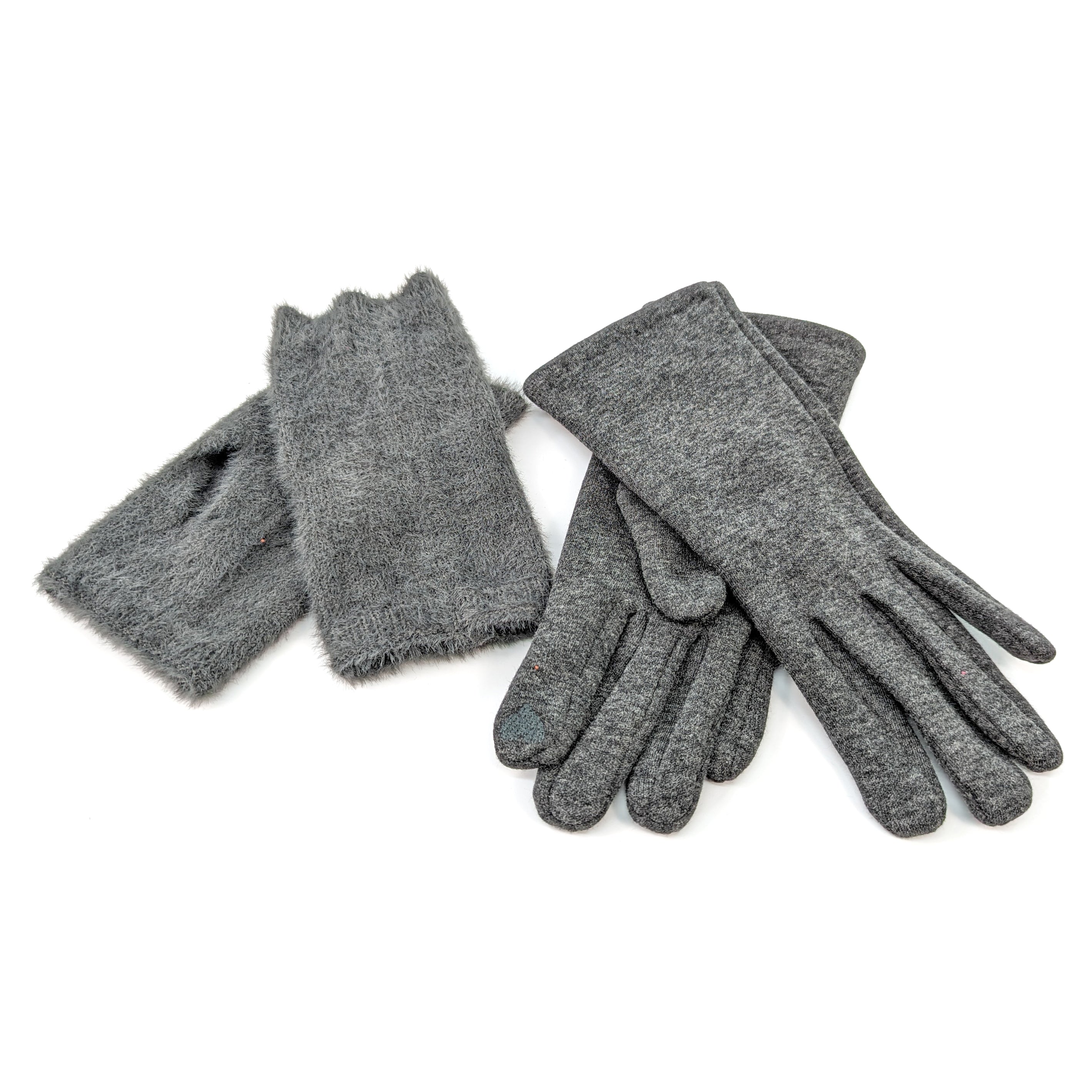 Faux Fur Two-in-One Gloves - Warm Convertible Mittens to Fingerless Gloves for Women & Men, Grey - Perfect for Winter, Outdoor Activities, and Cold Weather Fashion