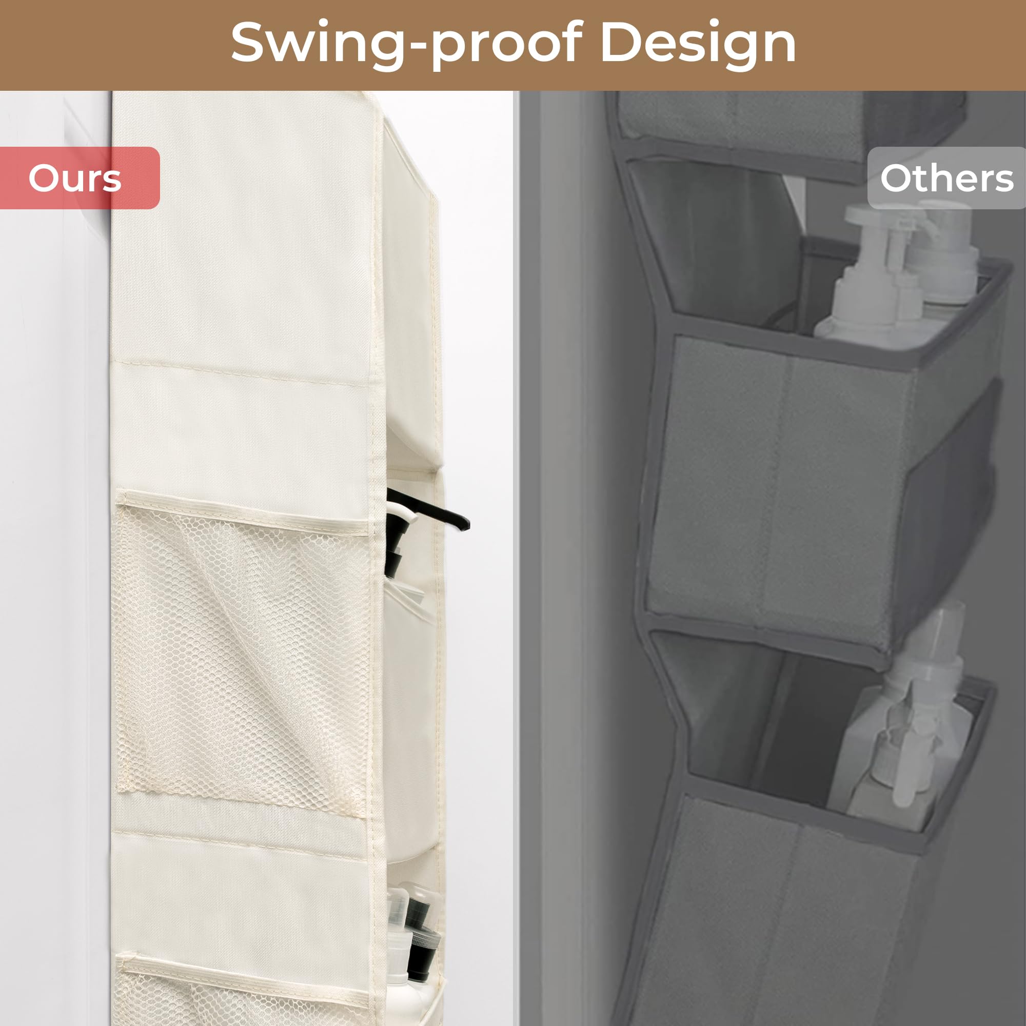 GRANNY SAYS 6-Shelf Over The Door Organizer - Space Saving Hanging Storage for Closet, Bedroom & Bathroom | Beige Fabric Door Hanger for Shoes, Toys, Towels & Accessories | Perfect for Small Space Organization