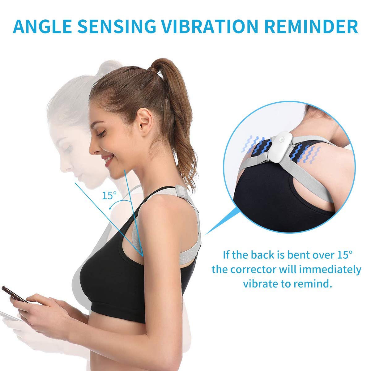 Smart Posture Corrector Back Brace with Vibration Reminder - Adjustable Upper Back Support for Women, Men & Kids - Relieves Neck, Shoulder & Back Pain - Ideal for Office Work, Gaming & Daily Posture Improvement
