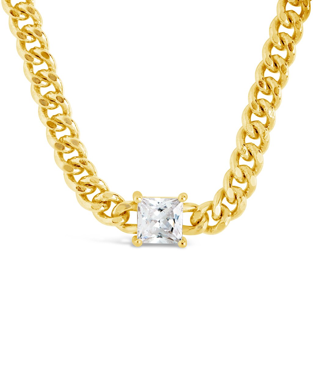 Elegant CZ Curb Chain Necklace for Women - Sparkling Cubic Zirconia Pendant Jewelry for Party, Wedding & Everyday Wear