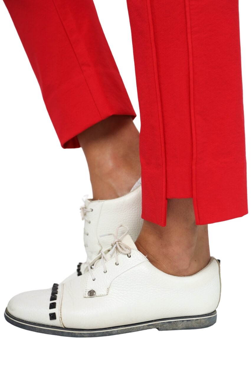 Stylish Red Stretch Ankle Pants for Women - Comfortable High Waist Slim Fit Trousers - Perfect for Work, Office, Yoga & Casual Wear