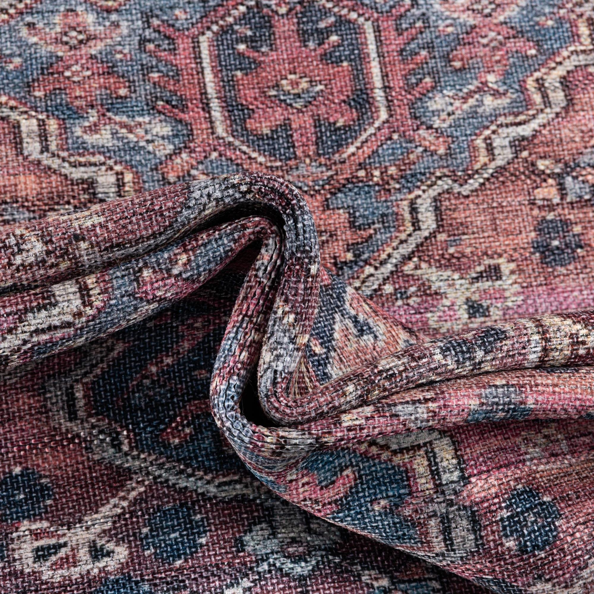 Washable 5' x 8' Oval Rust Red Low-Pile Rug - Maahru Collection by Rugs.com | Soft & Durable for Living Rooms, Dining Areas & Open Spaces | Easy to Clean Home Decor for High Traffic Areas