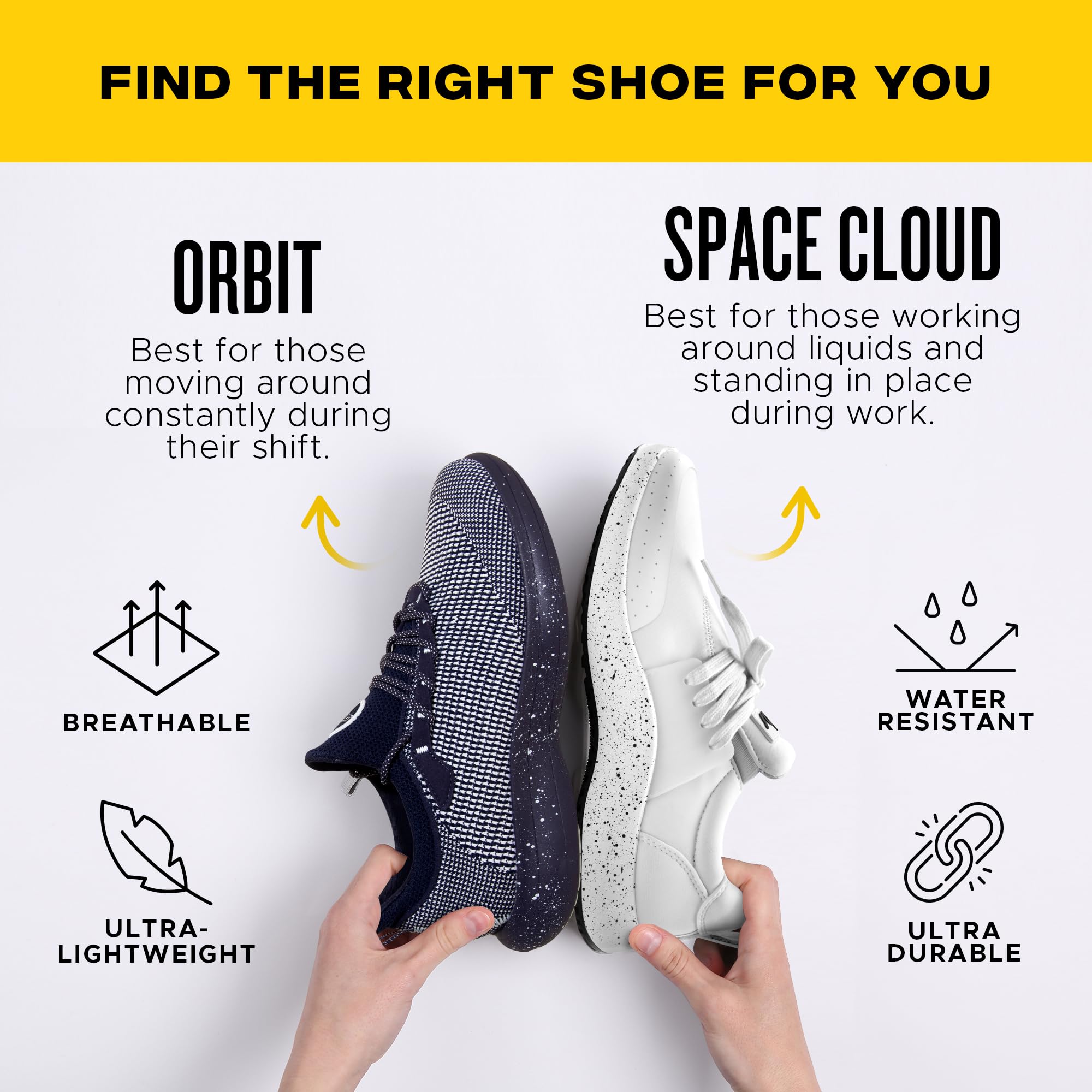 Non-Slip Work Shoes for Kitchen & Chef - Spacecloud Slip-Resistant Safety Shoes for Restaurant, Hospital & Food Service Professionals