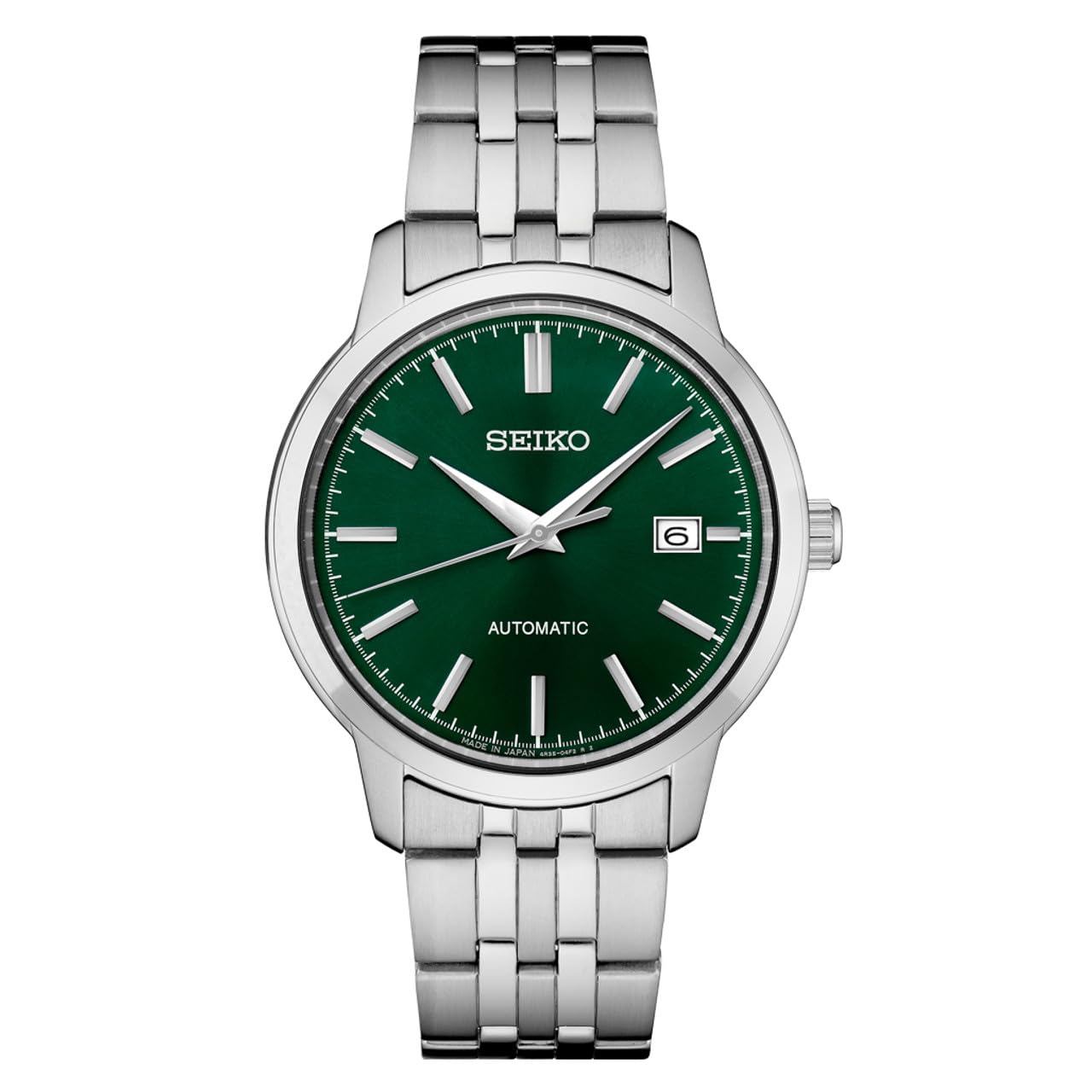 SEIKO Men's Automatic Watch with Green Dial - Stainless Steel Case & Bracelet - Perfect for Business, Casual, and Formal Occasions