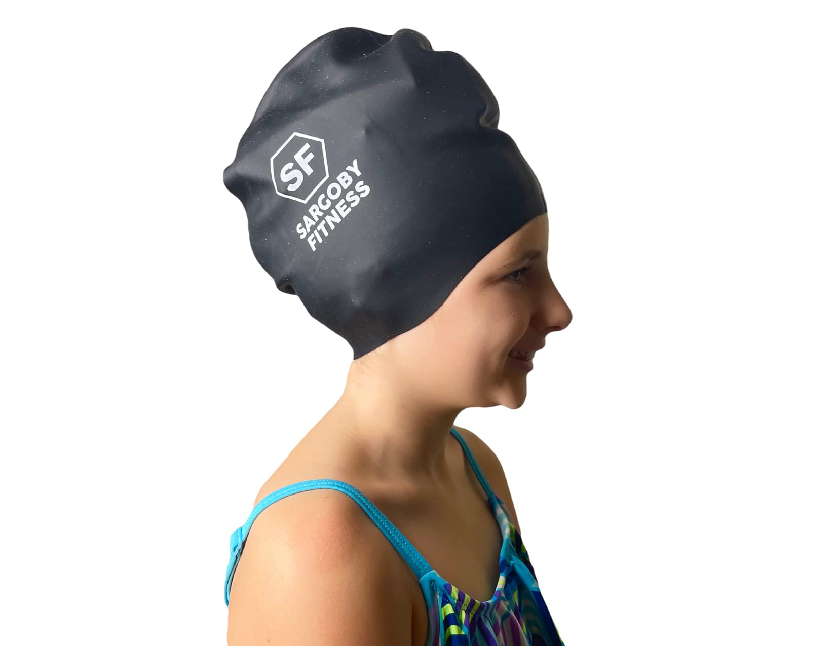 Sargoby Kids Swimming Cap for Long Hair & Dreadlocks - Extra Volume Swim Cap for Braids & Locs - Waterproof Swim Hat for Girls & Boys - Perfect for Pool, Beach & Swim Lessons