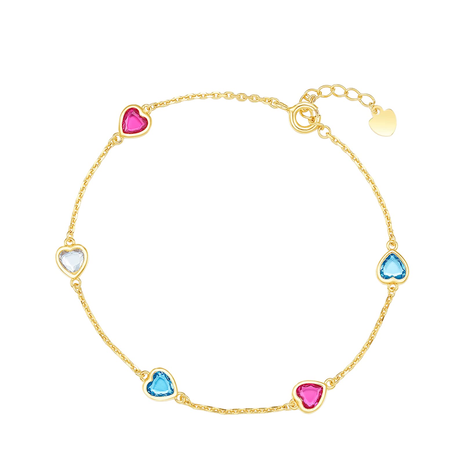 Personalized Birthstone Bracelet for Women - Real Solid Gold Adjustable Jewelry Gift for Mom, Girlfriend, Birthday & Anniversary - Perfect for Everyday Wear, Special Occasions & Gifting