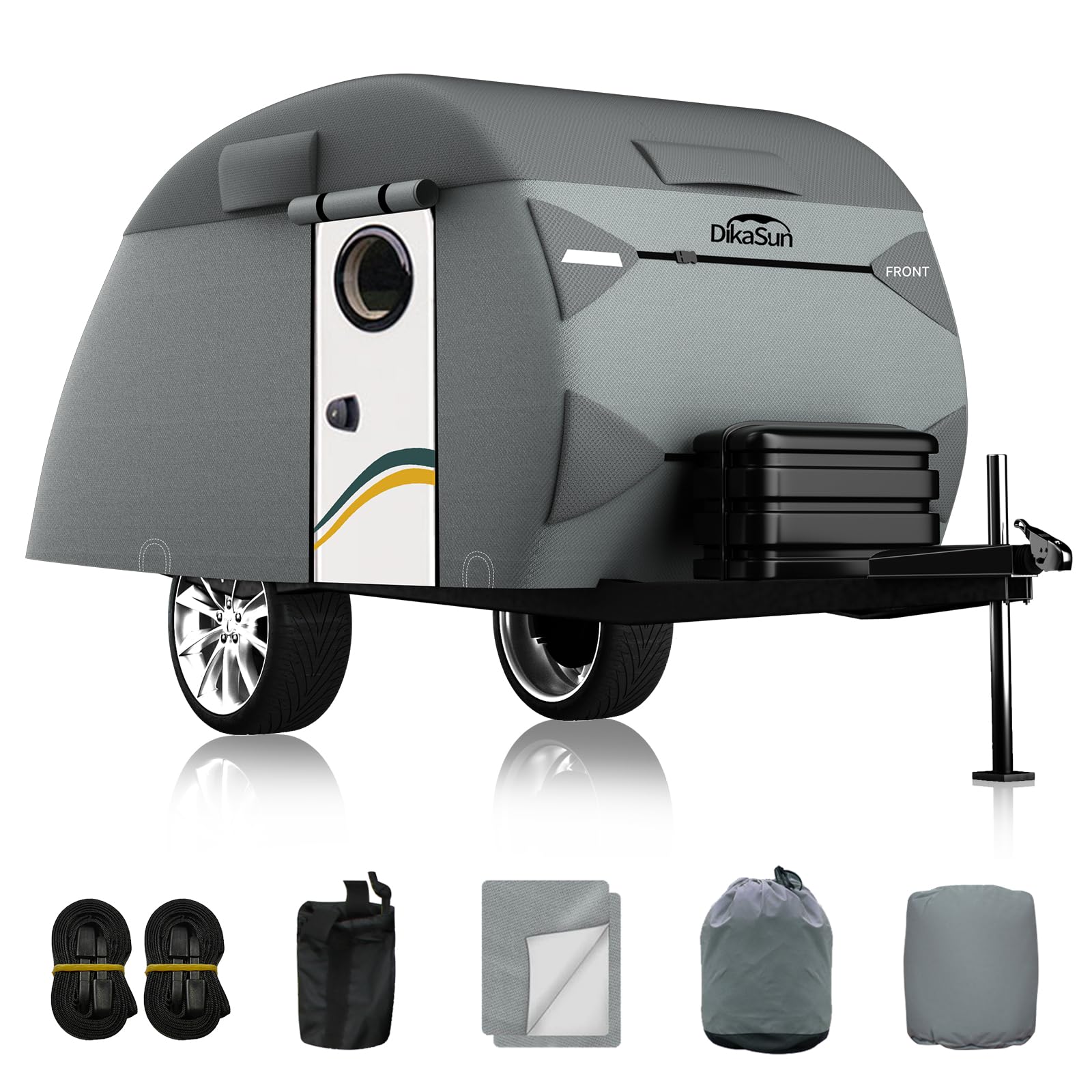 Premium Waterproof Teardrop Trailer Cover - 7-Layer Protection for 12' to 15' Campers | Heavy-Duty, Tear-Resistant Travel Trailer Cover for Forest River R-Pod & Clamshell Trailers | Ideal for Outdoor Camping, RV Storage & All-Weather Protection