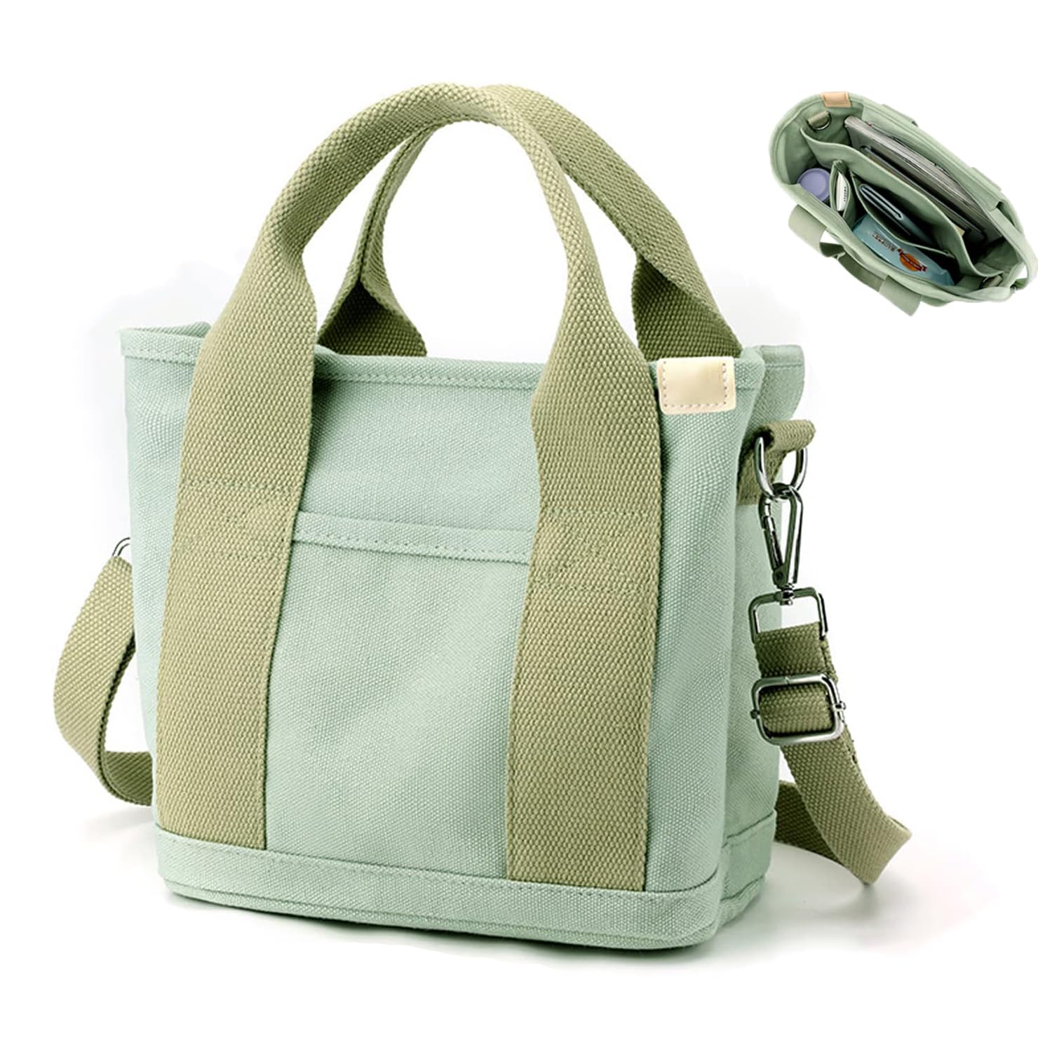 Zippered Multi-Pocket Canvas Tote Bag - Crossbody & Shoulder Bag for Travel & Shopping