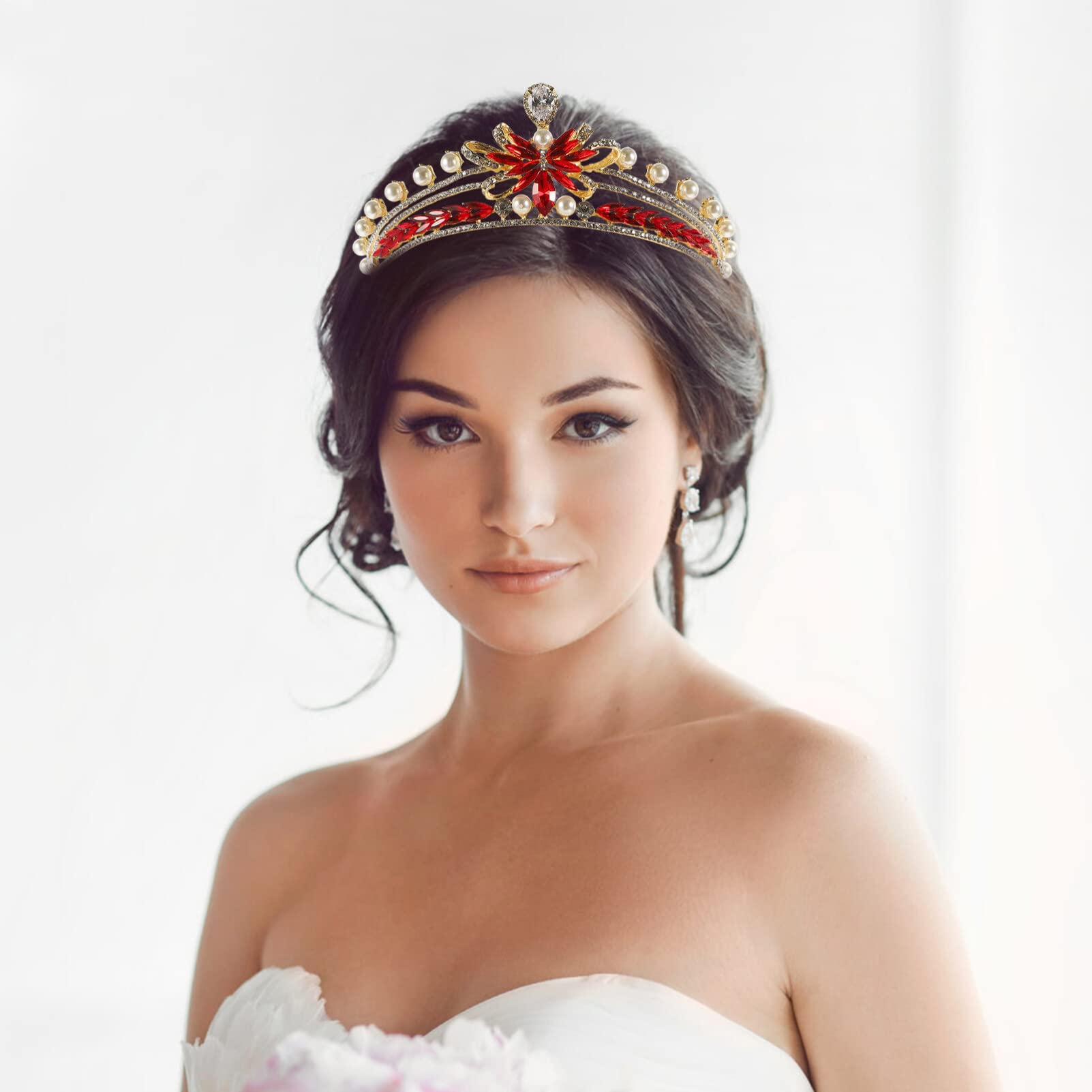 Sparkly Rhinestone Bridal Crown Headband – Elegant Wedding Tiara with Pearl & Crystal Alloy for Brides, Cosplay & Queen Costume | Perfect for Weddings, Prom, Pageants & Special Occasions