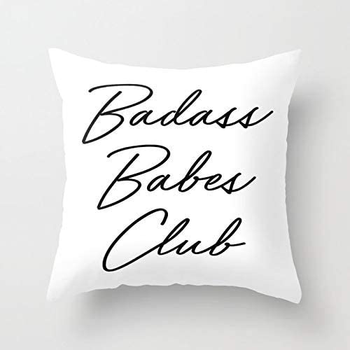 FJTP Badass Babes Club 20x20 Inch Flax Cotton Reversible Throw Pillow Covers with Hidden Zipper - Bohemian Home Decor for Living Room, Bedroom & Dorm