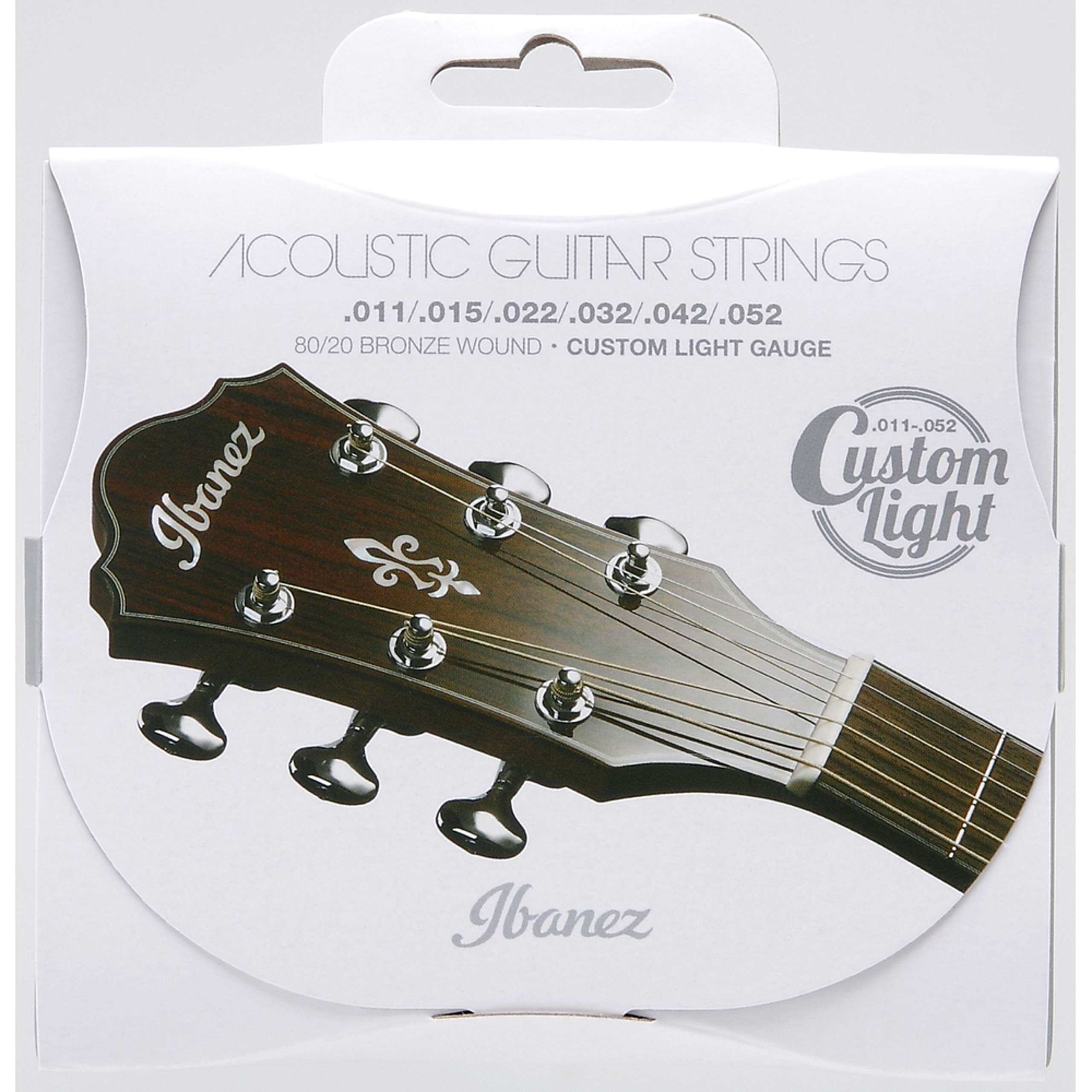 Ibanez Bronze Wound 80/20 Acoustic Guitar Strings - Custom Light Gauge (IACS62C) for Folk, Country & Fingerstyle Playing