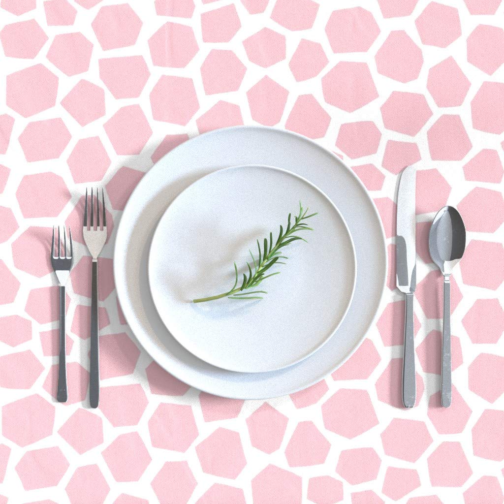 Custom Geo Giraffe Pink Geometric Safari Jungle Print Cotton Sateen Tablecloth 70