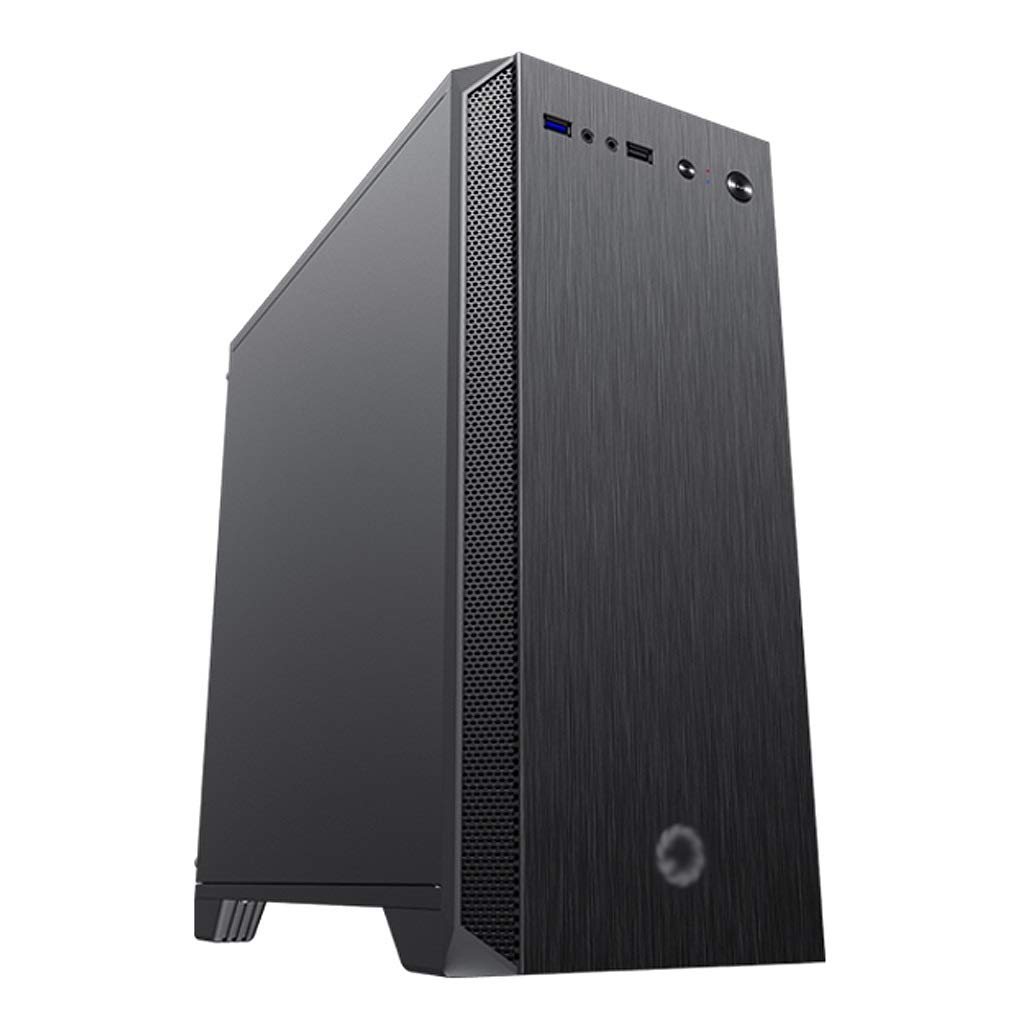 JF-TVQJ Black Compact Micro-ATX/ITX Computer Case - High Performance PC Gaming Tower with Silent Fan for Home & Office Use