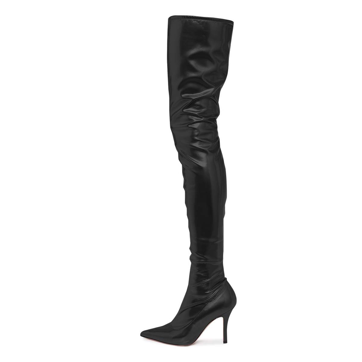 YDN Women's Over The Knee Thigh High Stiletto Boots - Pointed Toe, Stretchy Side Zipper, Stylish Heeled Boots for Party, Night Out & Fashion Outfits
