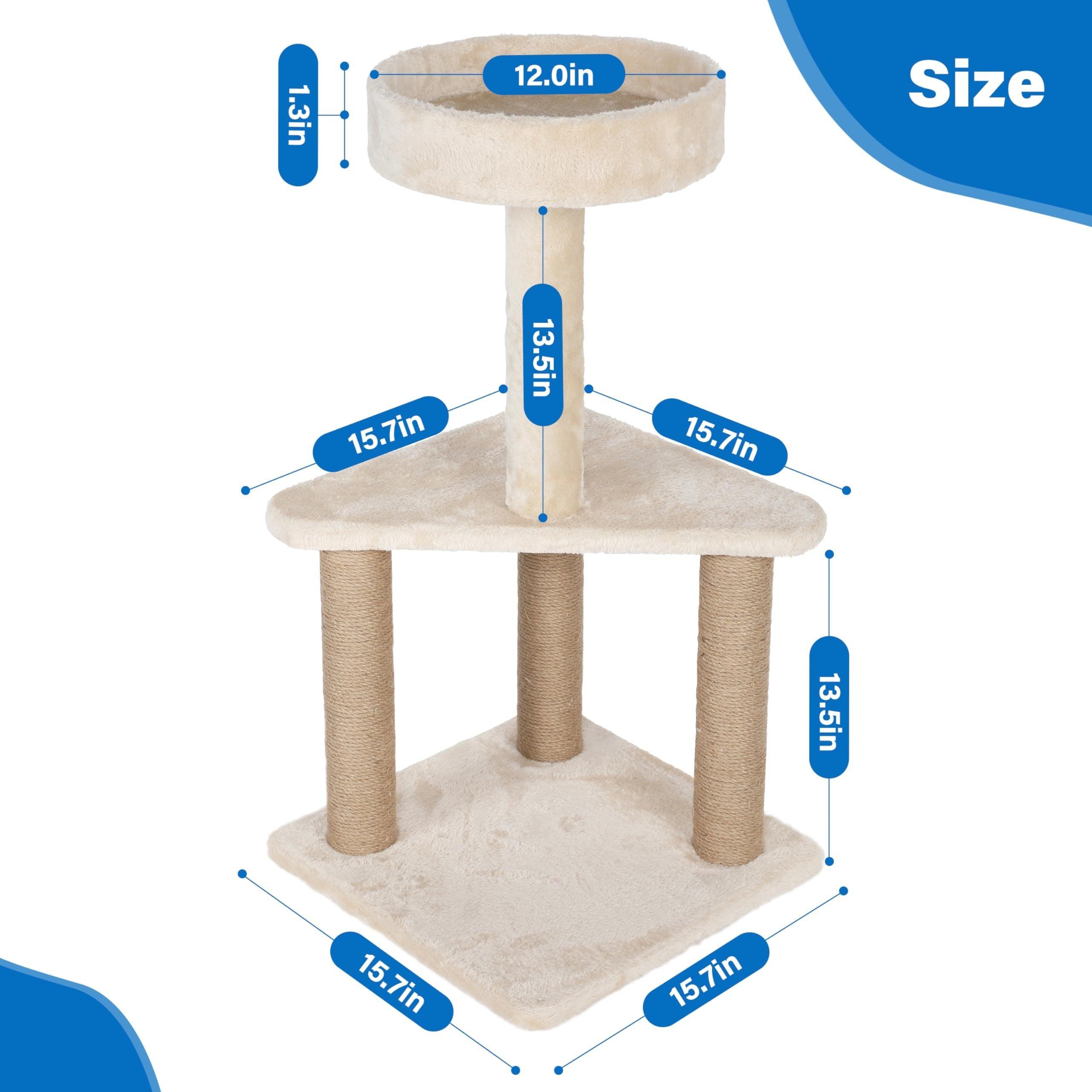 31.8 Inch Cat Tree with Sisal Scratching Post & Plush Perches - Sturdy Cat Tower for Indoor Cats, Furniture Protector (15.7