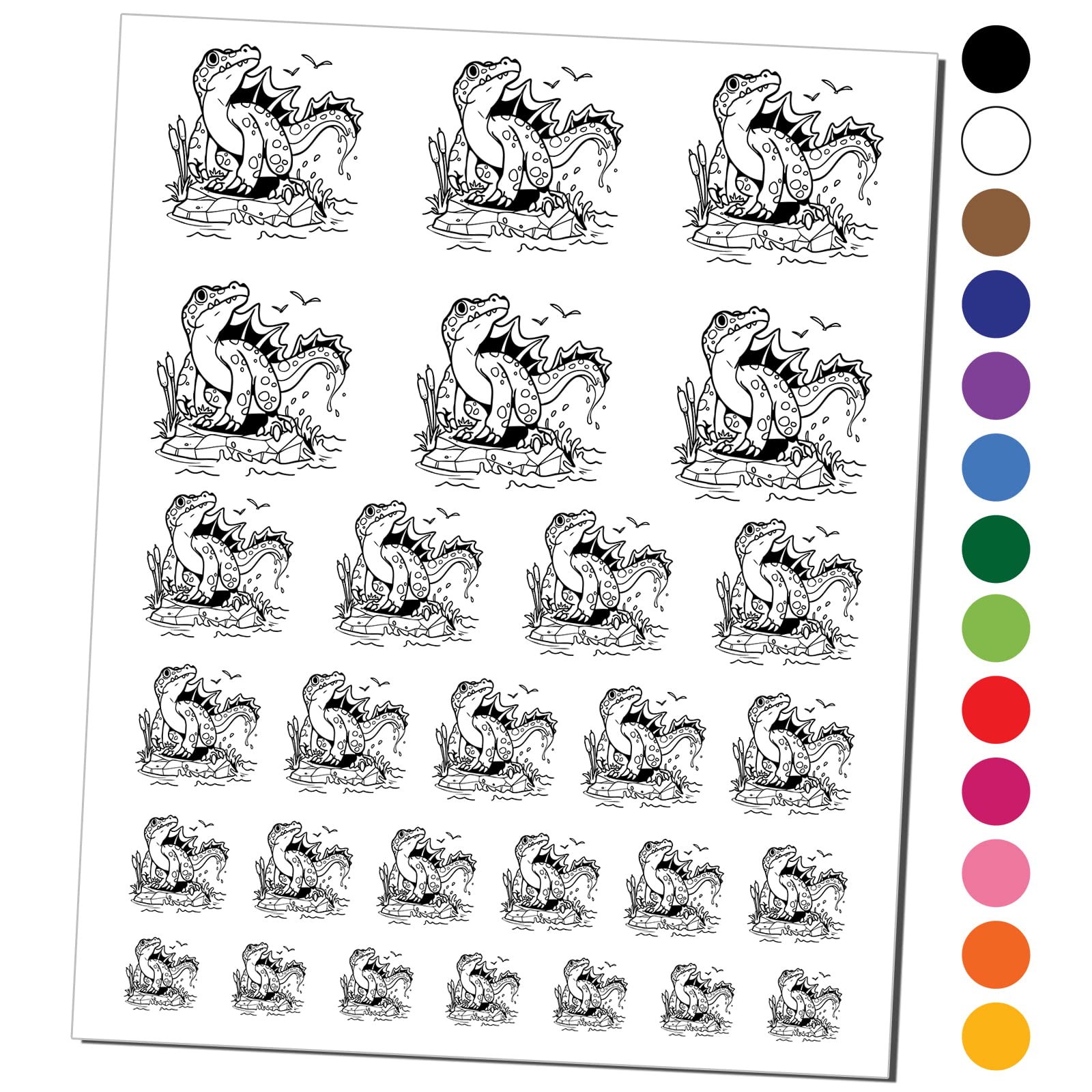 Spinosaurus Dinosaur Temporary Tattoo - Waterproof Fake Body Art Set with River Rock Design - Black (1 Sheet) - Perfect for Costume Parties, Halloween, and Dinosaur Theme Events