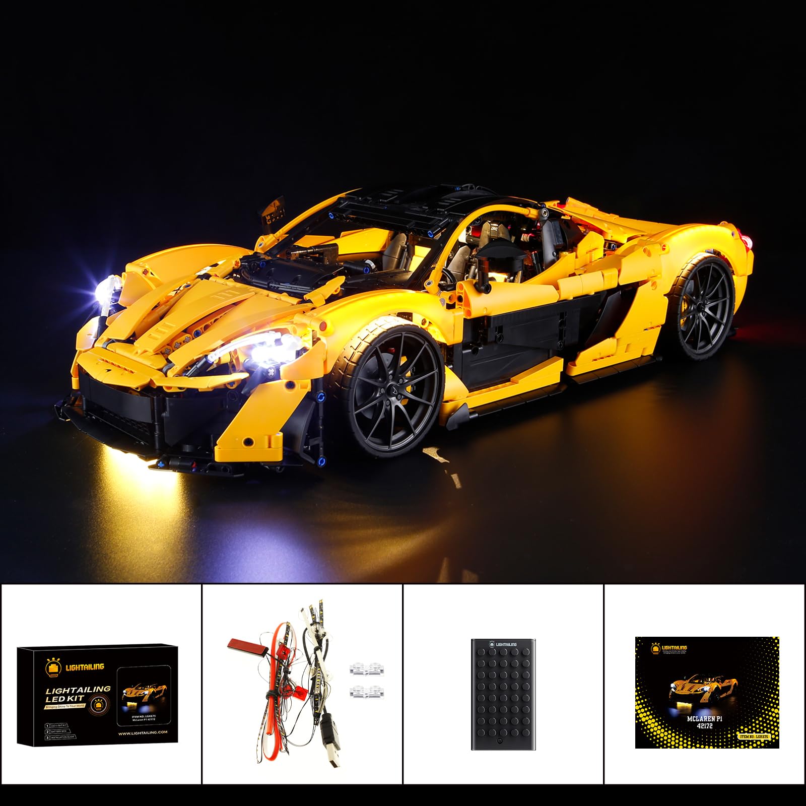 LIGHTAILING LED Light Kit for Lego 42172 McLaren P1 - Compatible with Building Blocks Model - Not Included in Original Set - Perfect for Car Enthusiasts & Lego Collectors
