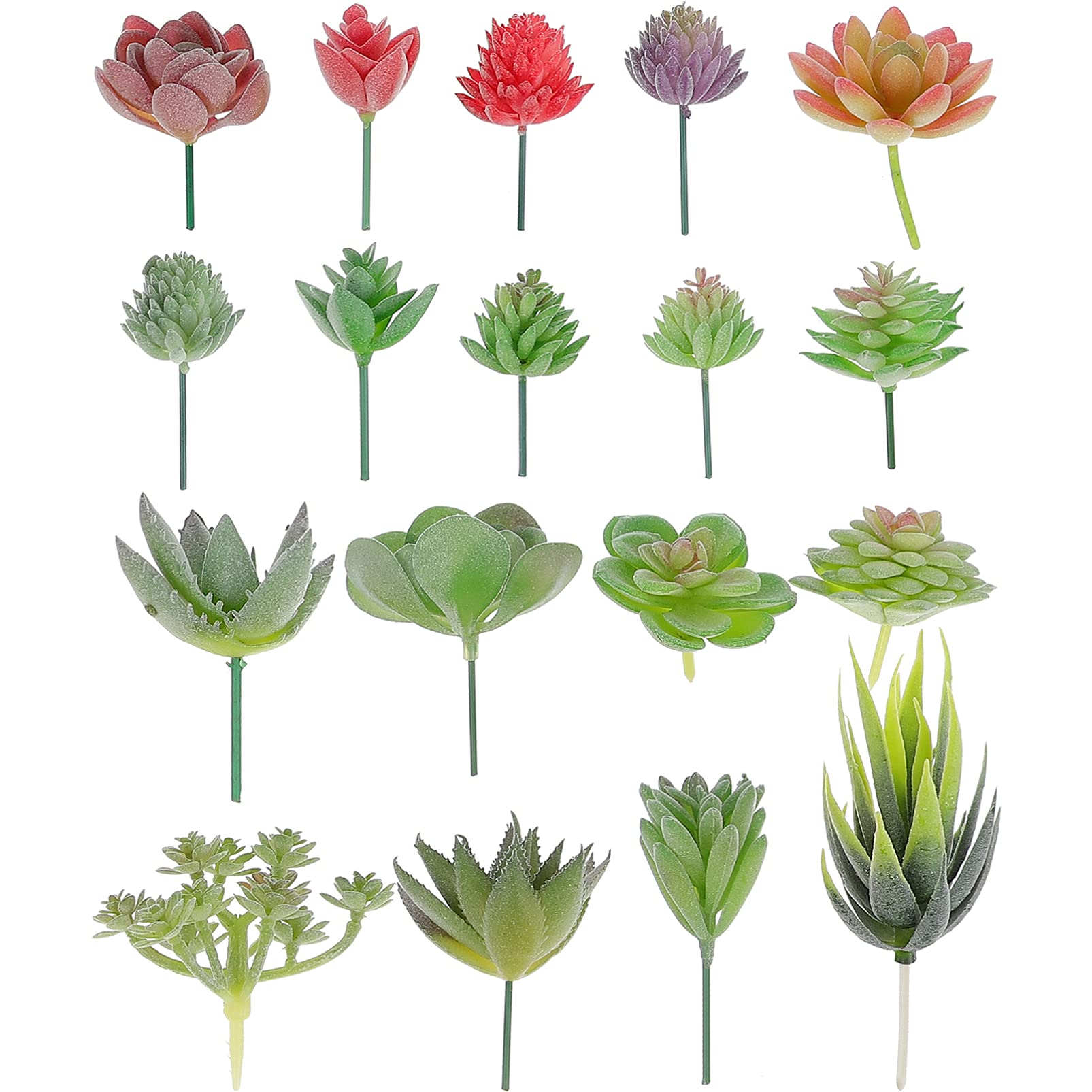 IMIKEYA 18Pcs Artificial Succulents Plants - Fake Unpotted Cactus Stems for Terrarium, Home Decor, Wedding Centerpieces, Office Desk Decor - Bulk Small Faux Succulent Arrangements