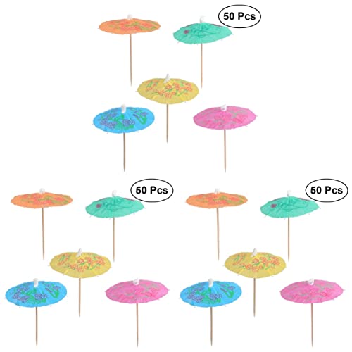 ABOOFAN 150pcs Colorful Cocktail Umbrellas & Cake Decorations - Mixed Paper Parasol Picks for Hawaiian Party, Pool Drinks, and Cake Decorating | Perfect for Tropical Themed Events, Birthday Cakes, and Summer Cocktails