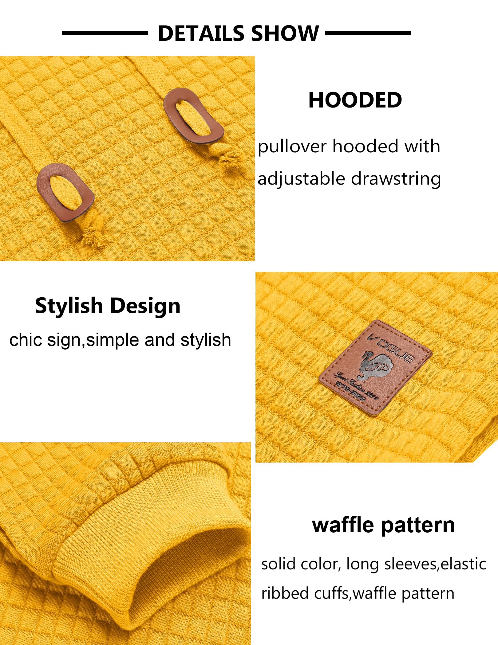 COOFANDY Men's Casual Hooded Sweatshirt - Long Sleeve Waffle Knit Pullover Hoodie with Drawstring | Perfect for Fall Layering, Outdoor Activities & Streetwear Fashion
