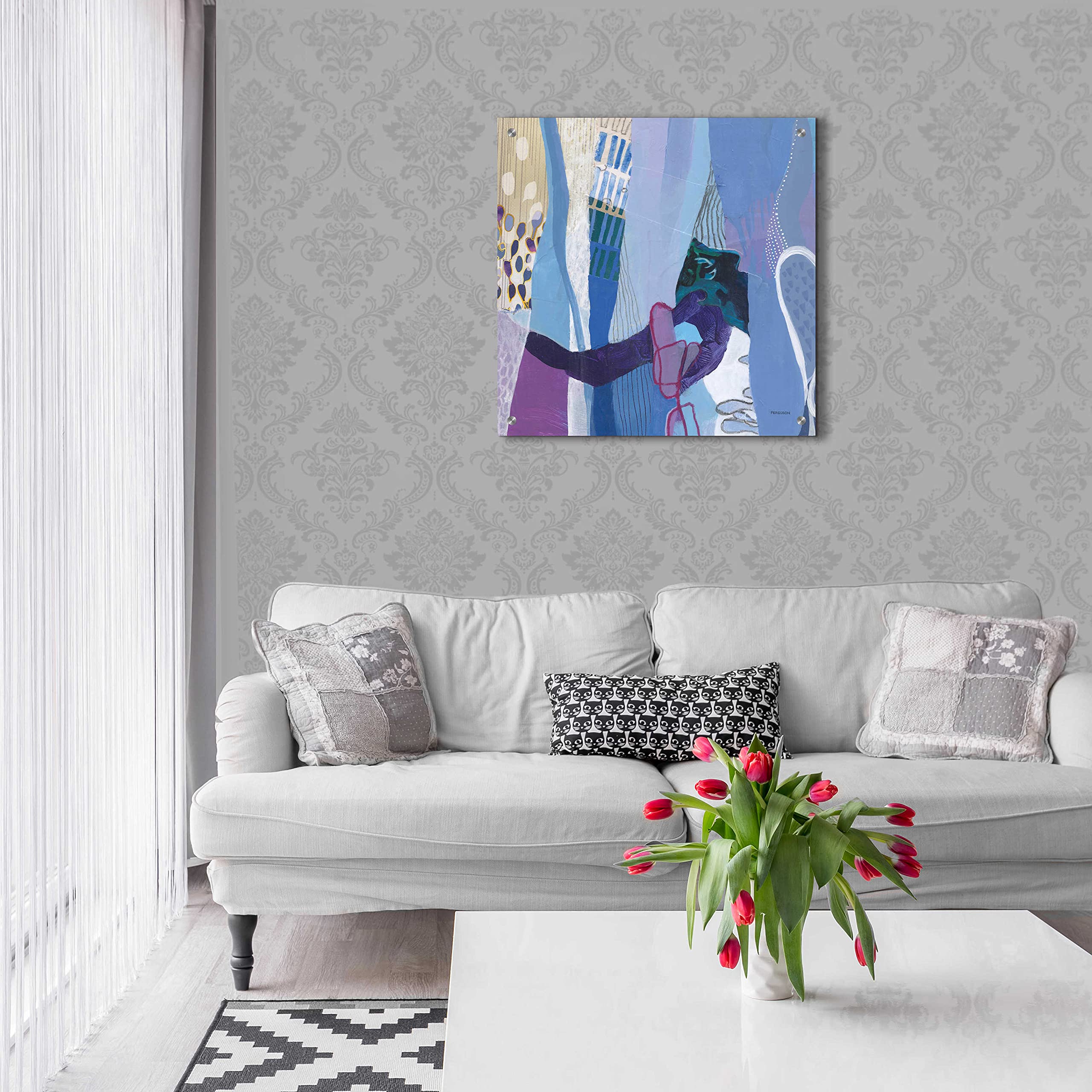 Epic Art 'Periwinkle' by Kathy Ferguson - 24x24 Inch Acrylic Glass Wall Painting - Modern Home Decor for Living Room, Bedroom & Office
