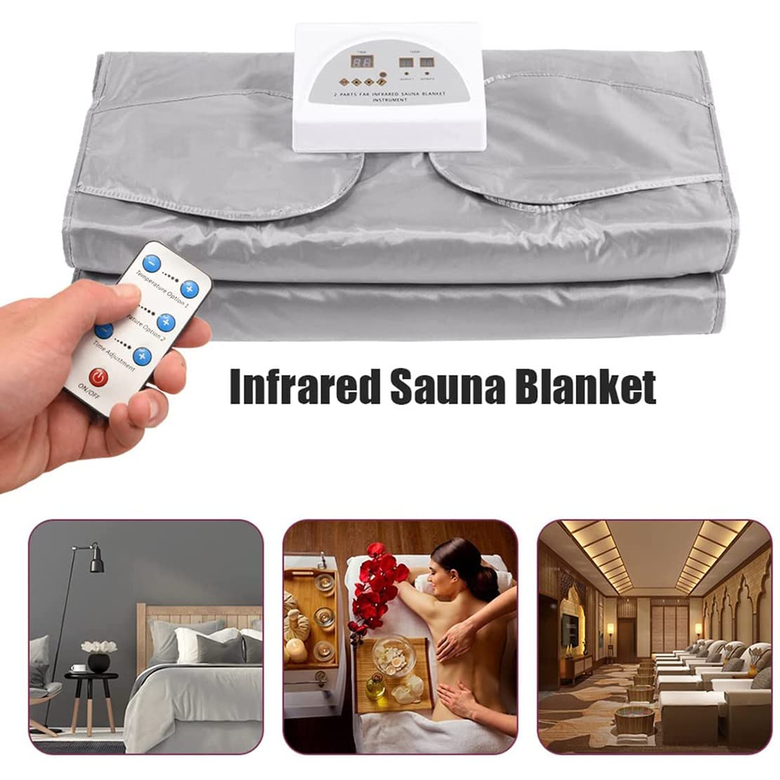 Far Infrared Sauna Blanket for Detox & Relaxation - Low EMF Portable Home Spa with Body Shaping & Anti-Aging Benefits | Perfect for Home Use, Weight Loss Therapy & Stress Relief (Silver)