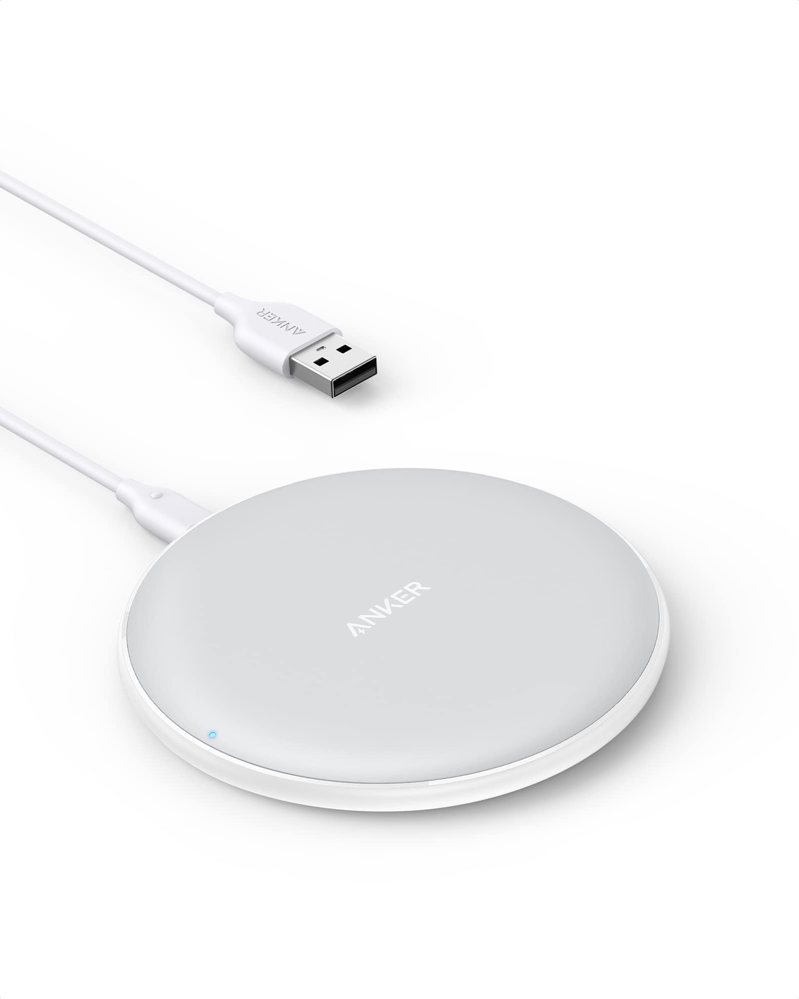 Anker 313 Qi-Certified 10W Fast Wireless Charging Pad - Compatible with iPhone 16/15/14/12 Series, Samsung Galaxy, AirPods - Perfect for Bedside, Office & Car Charging (No AC Adapter, Non-MagSafe)