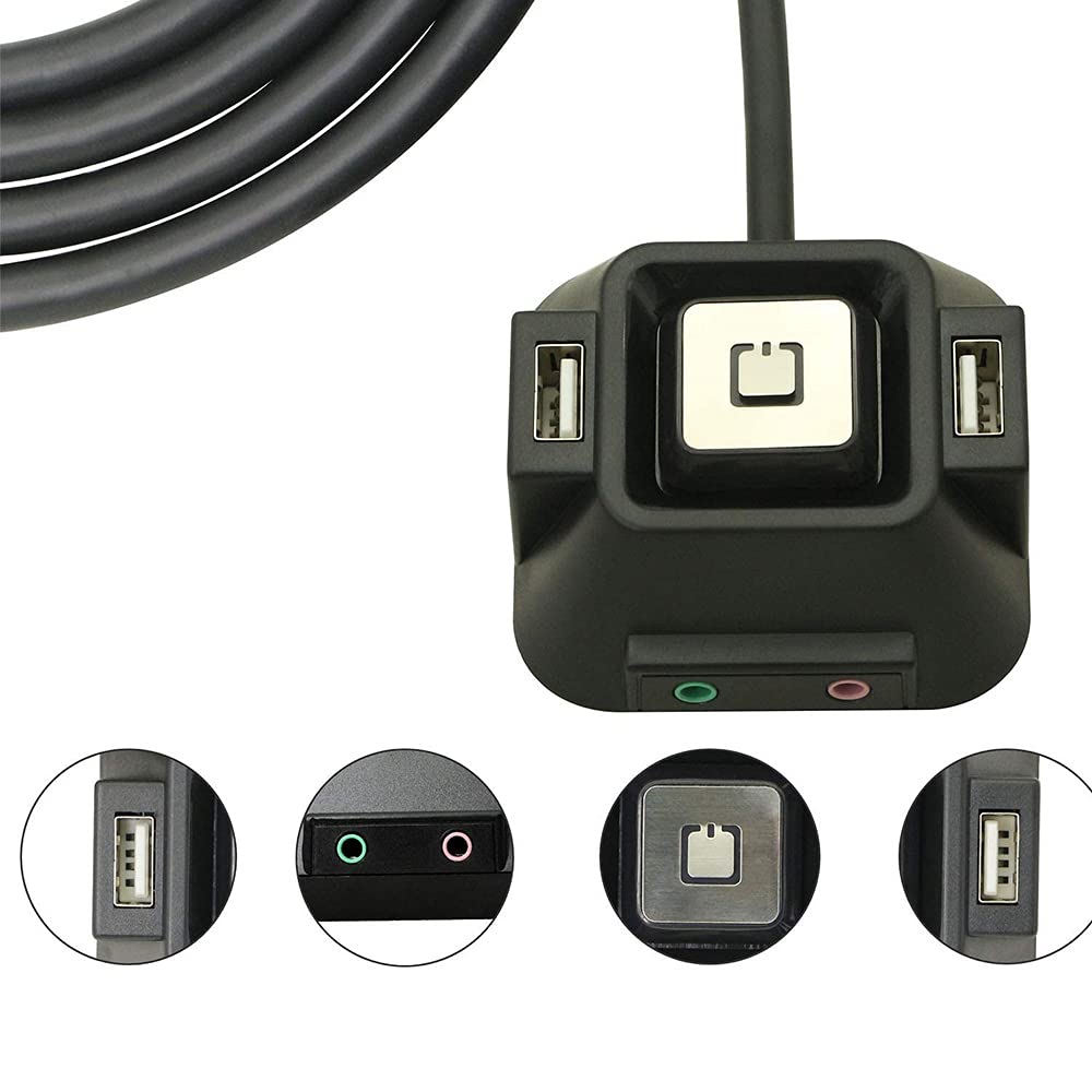 Ntcpefy Desktop PC Case Switch with USB, Reset & HDD Buttons - Front Panel Audio & Power Button for Computer Case | Ideal for PC Builds, Upgrades & DIY Computer Assembly