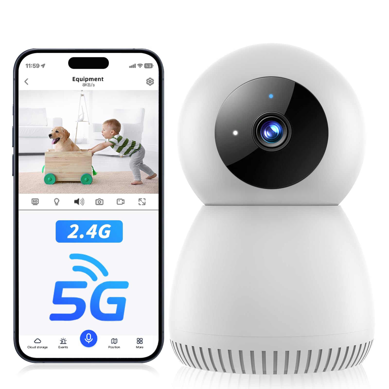 NoahTec 1080P Indoor Security Camera with Motion Detection, 2-Way Audio & Night Vision - Alexa Compatible Pet Camera & Baby Monitor for Home Security - Perfect for Nursery, Pet Room & Indoor Surveillance