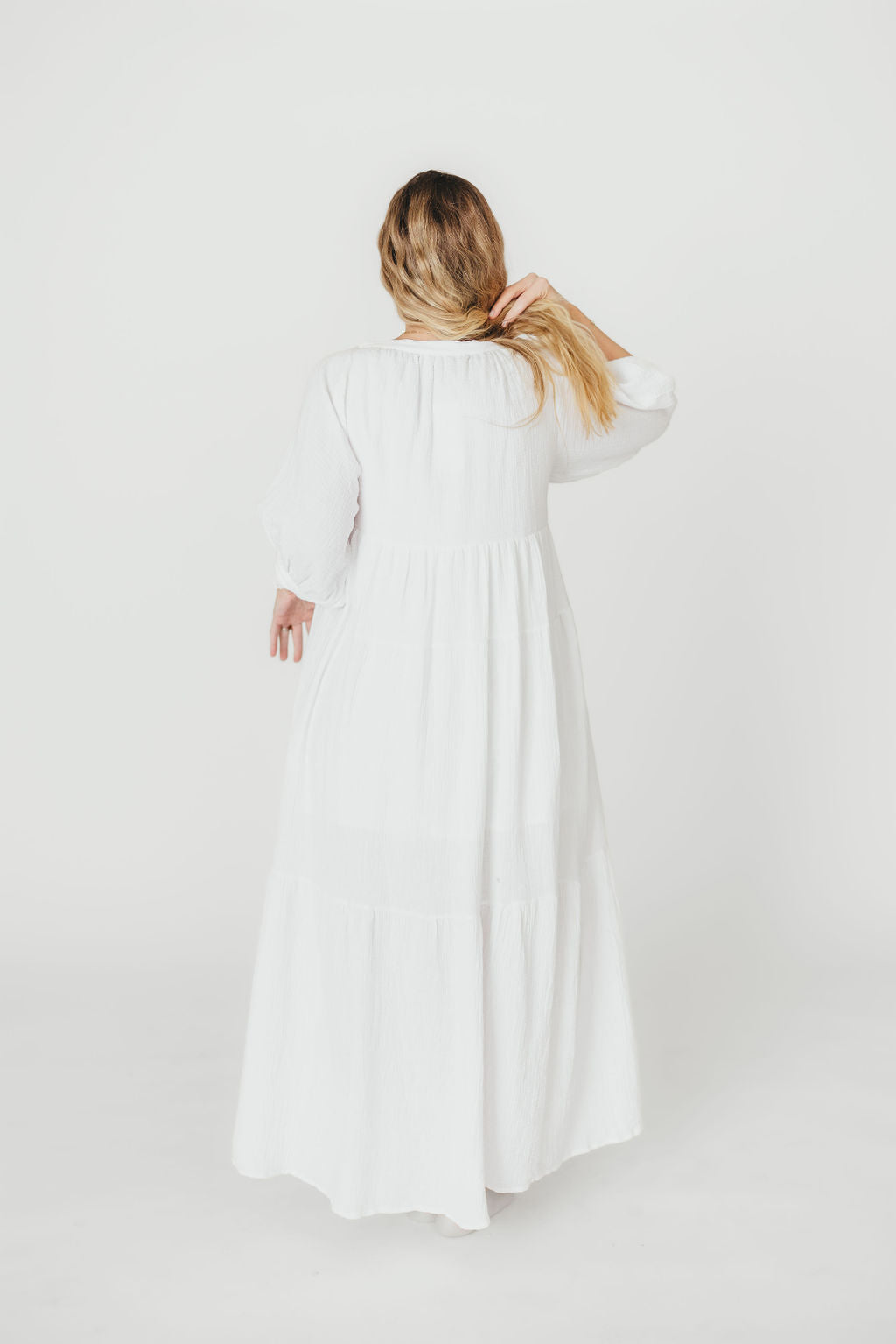 Goddess 100% Cotton Babydoll Maxi Dress - White Maternity Dress for Pregnancy, Bump Friendly & Comfortable - Perfect for Baby Showers, Maternity Photos & Summer Outfits