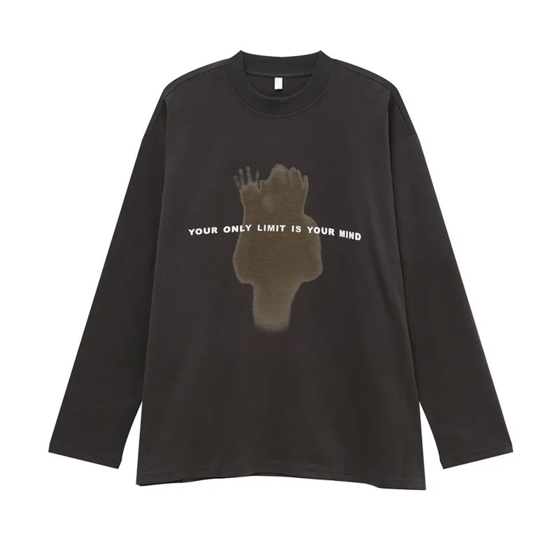 American Style Men's T-Shirts - Letter Print Round Neck Long Sleeve Pullover Tops for Fall Fashion | Casual Wear, Street Style & Layering Essential