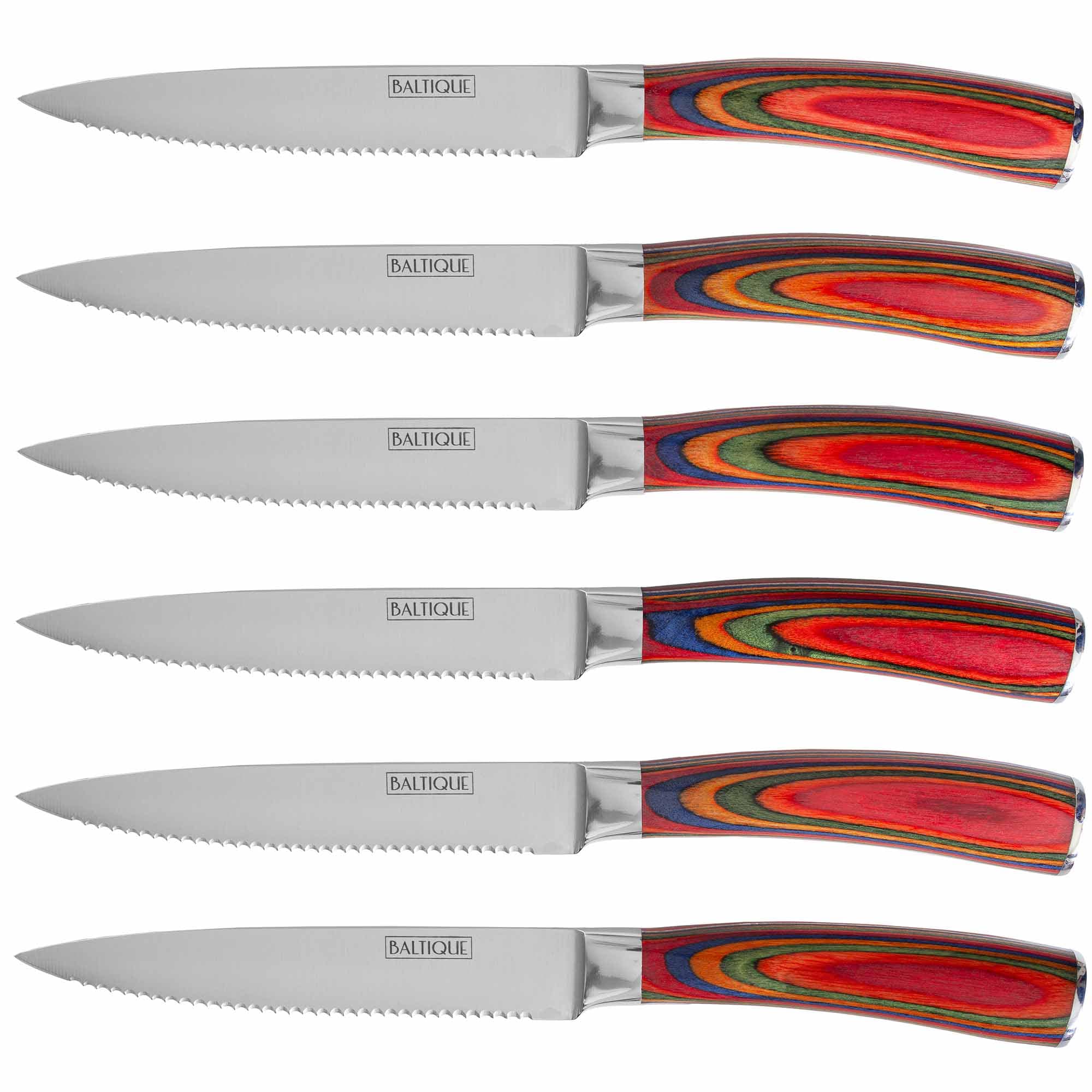 Baltique® Marrakesh Collection 6-Piece Steak Knife Set - Premium Stainless Steel Steak Knives for Fine Dining & Meat Cutting - Perfect for Restaurants, Dinner Parties & Home Kitchens
