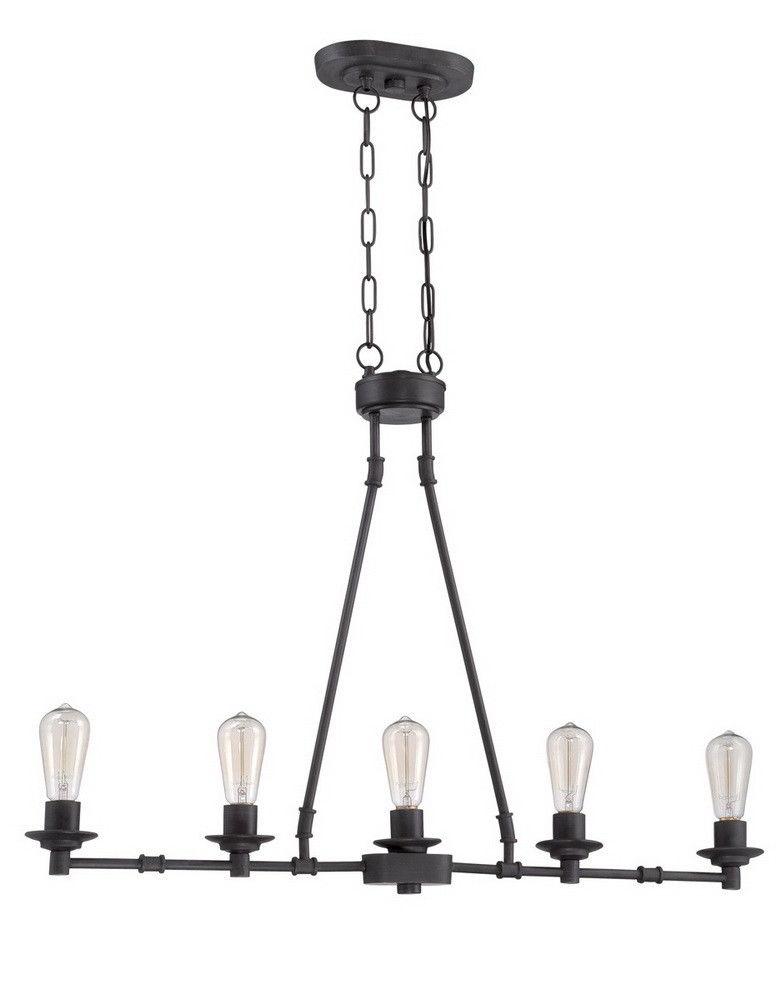 Craftmade Lighting 37875 ABZ Hadley Collection 5-Light Linear Chandelier in Aged Bronze Finish - Modern Farmhouse Dining Room Pendant Light for Kitchen Island, Entryway & Bedroom