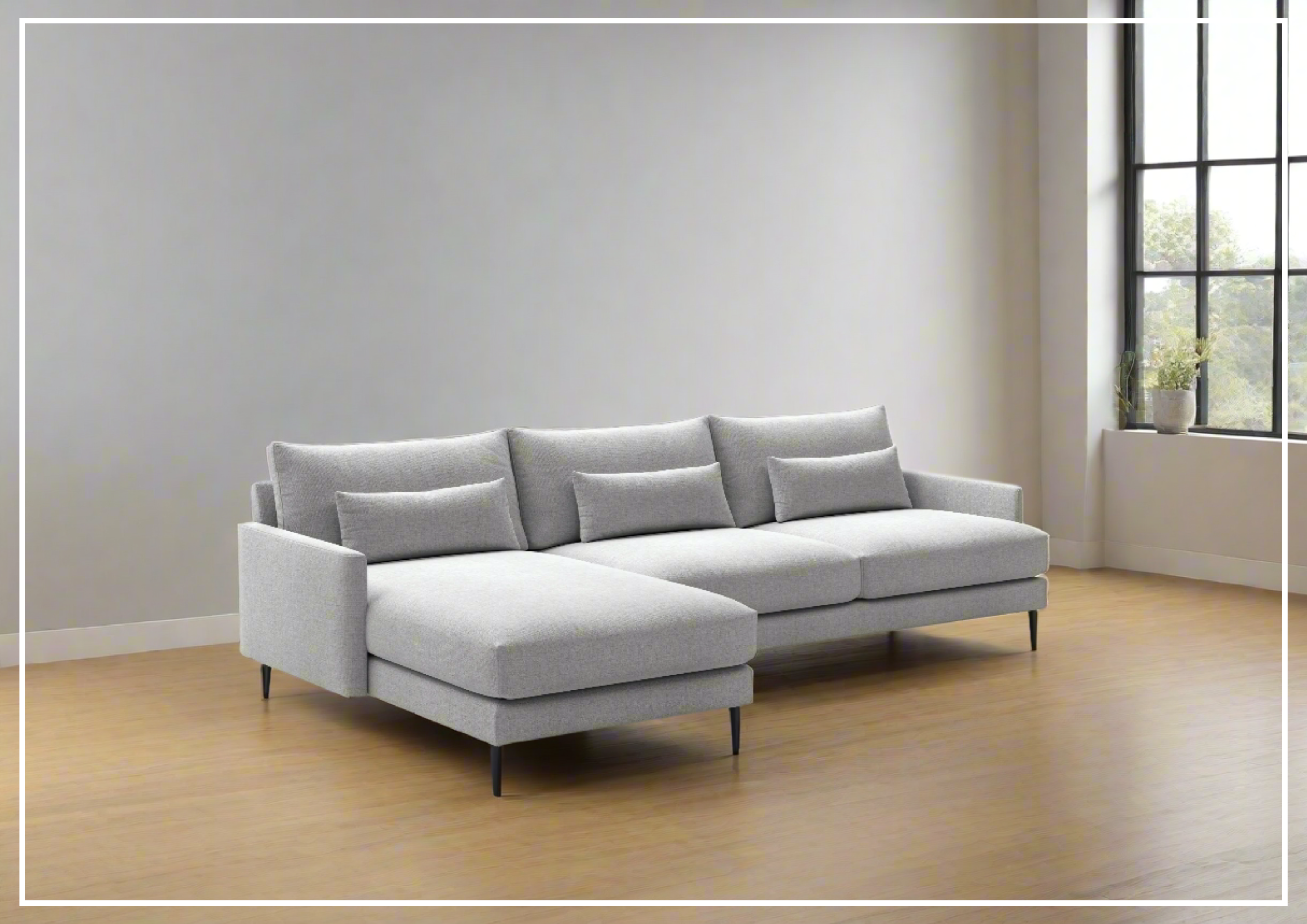 Luonto Liam Fabric Sofa Sectional with Reversible Chaise - Modern L-Shaped Couch for Living Room, Family Room & Apartment - Comfortable & Stylish Home Furniture
