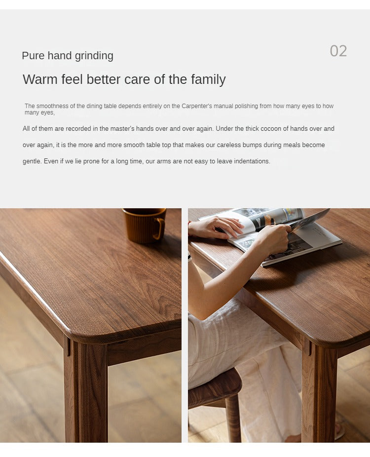 Premium Black Walnut & Ash Solid Wood Dining Table - Handcrafted Rustic Farmhouse Style - Perfect for Family Gatherings, Dinner Parties & Cozy Meals
