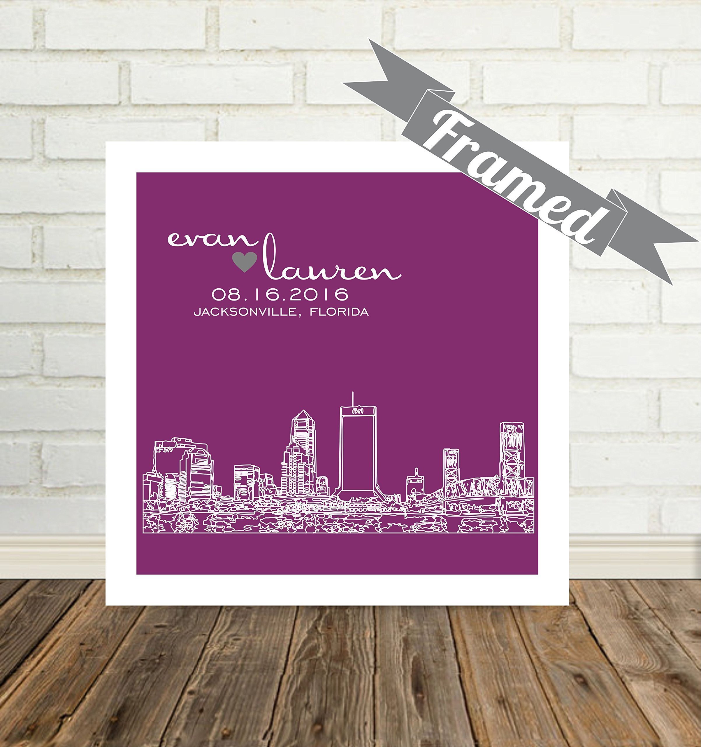 Custom Houston Skyline Framed Art - Personalized Wedding Gift for Couples in Houston Texas (Any City Available Worldwide) | Perfect for Anniversaries, Home Decor & Newlyweds