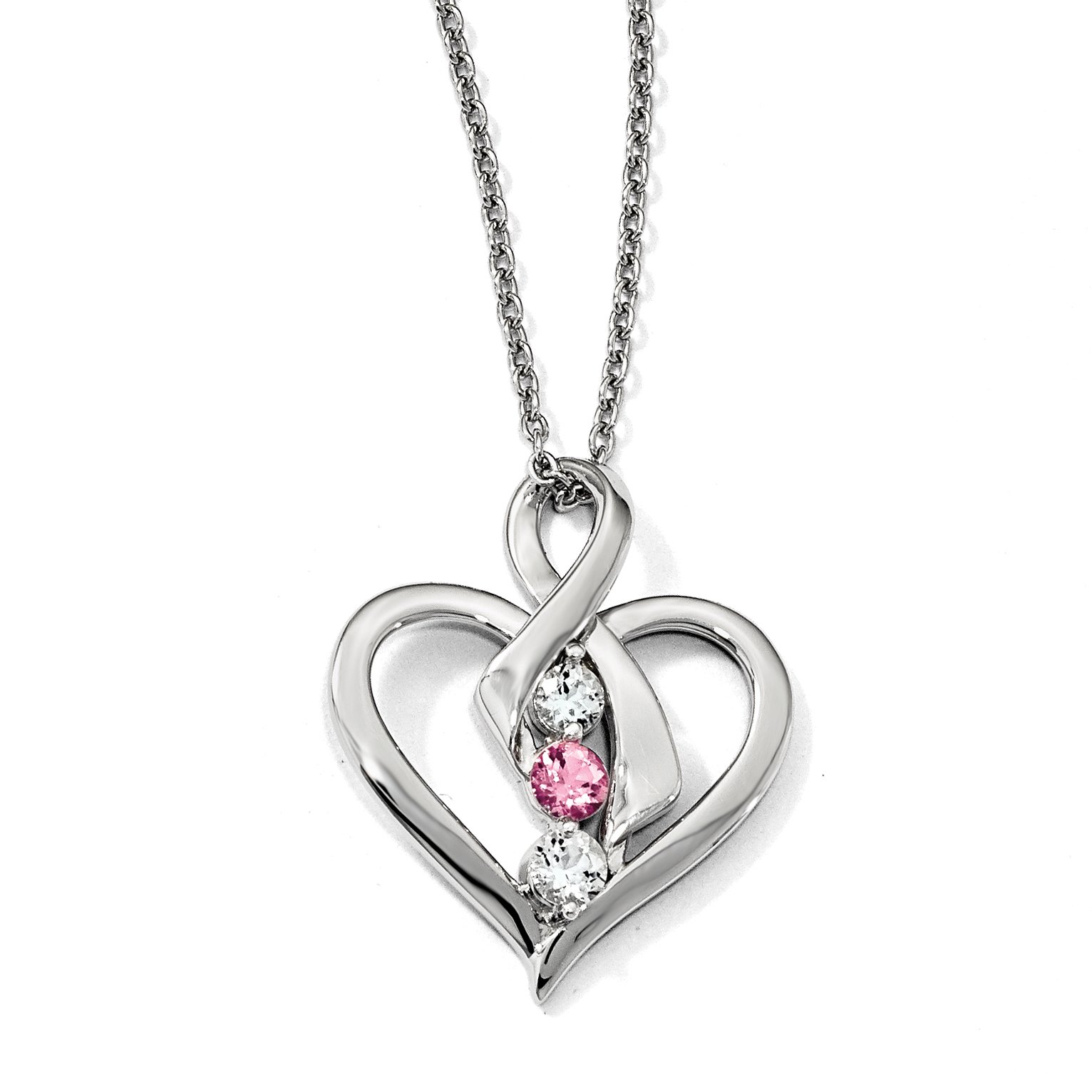 Sterling Silver Survivor Necklace with Clear & Pink Swarovski Topaz - Elegant Heather Design for Women | Perfect for Anniversaries, Birthdays & Everyday Wear
