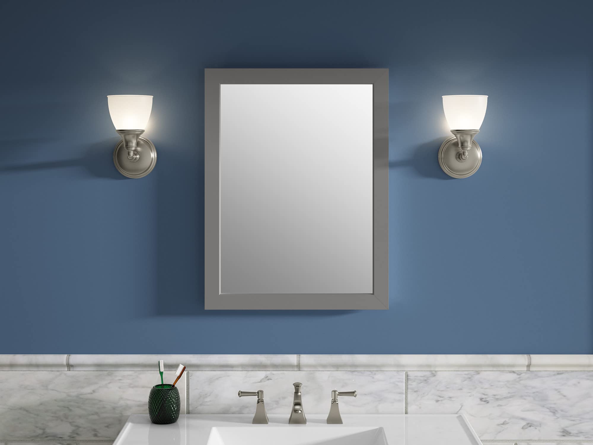 KOHLER Devonshire Brushed Nickel Bathroom Vanity Light Fixture - Adjustable Wall Sconce with Up/Down Facing Options - UL Listed 1-Light Bath Lighting - Perfect for Modern Bathrooms & Powder Rooms